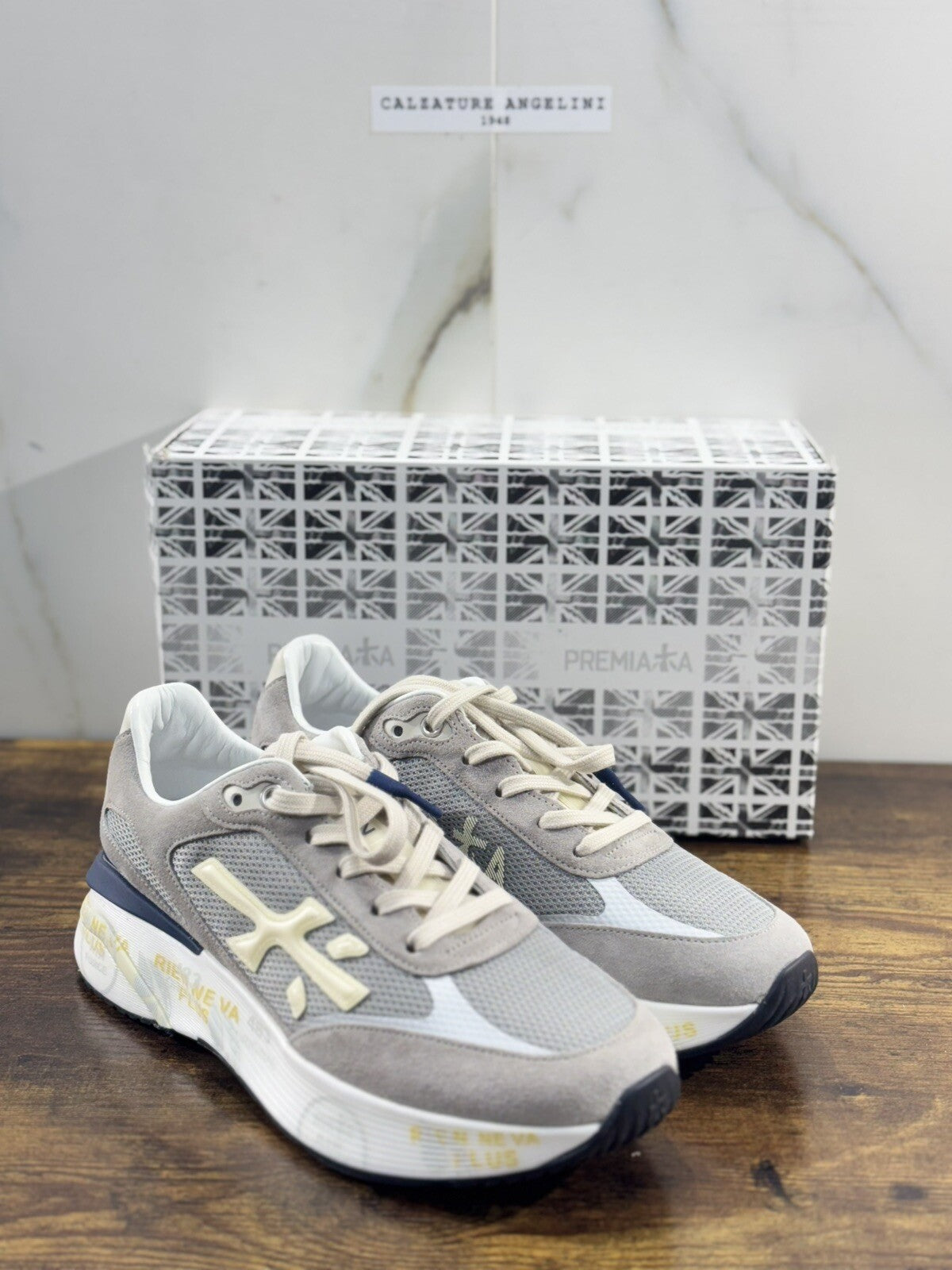 Premiata Moe Run Sneaker Uomo Pelle Grigia Casual Sneaker Premiata Uomo 40