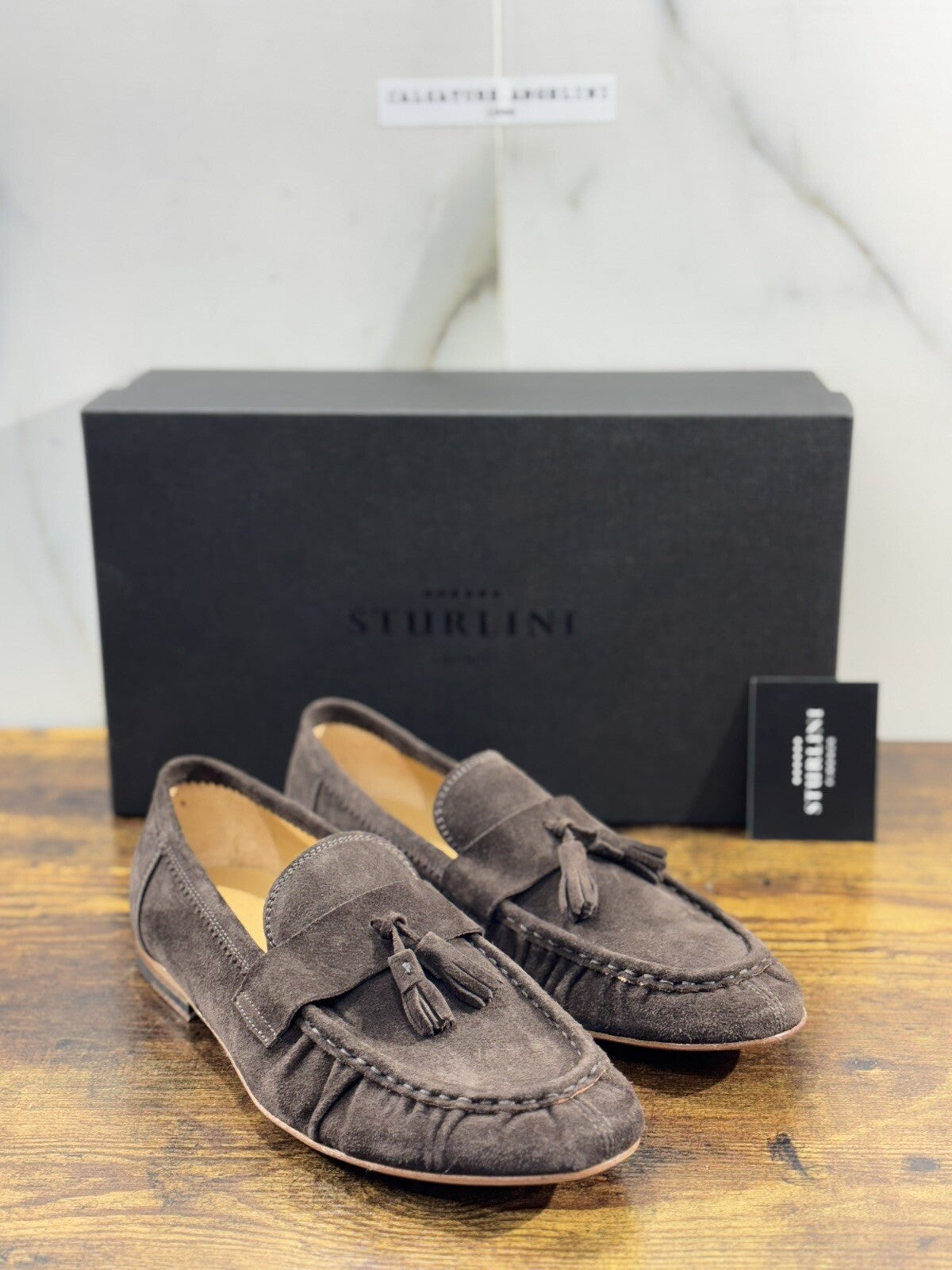 Sturlini Firenze Mocassino Uomo Suede Marrone Luxury Craftmanship Men 40