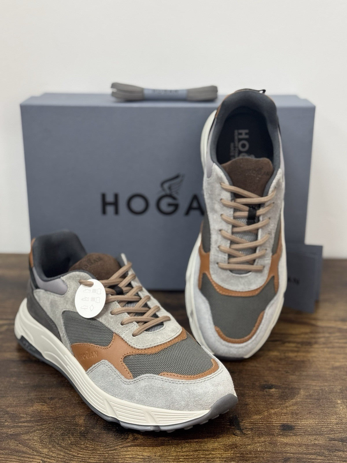 Hogan Hyperlight Sneaker Pelle Grey Cuoio Memory Foam Luxury Hogan Uomo 42