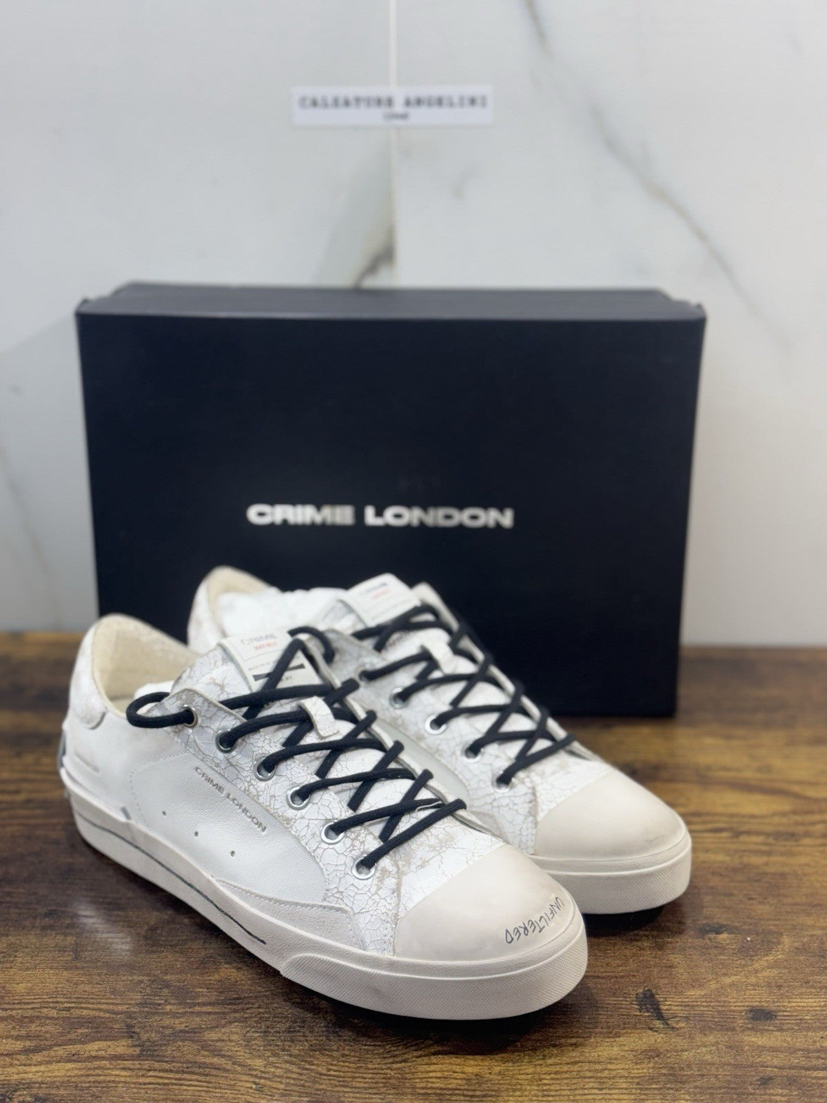 Crime London Sneaker Recut Low Pelle Bianca Causal Uomo 44