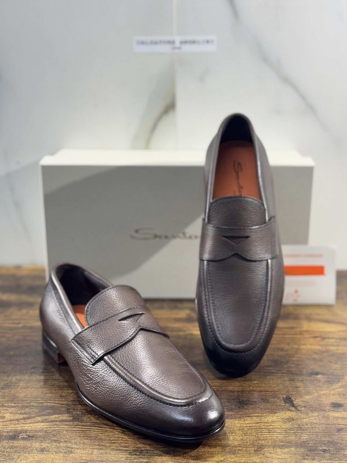 Santoni Scarpa Uomo Mocassino Pelle Luxury Men Santoni Fondo Cuoio 9
