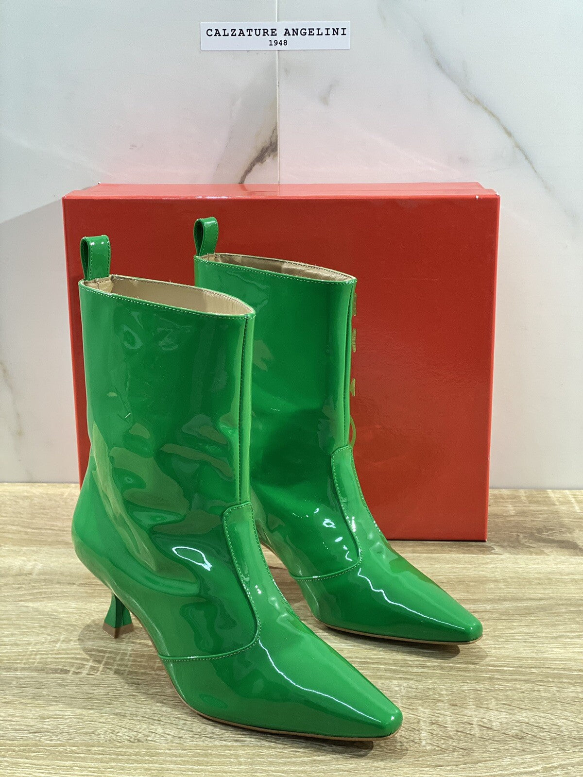 WO Milano tronchetto donna vernice verde casual boot luxury 39