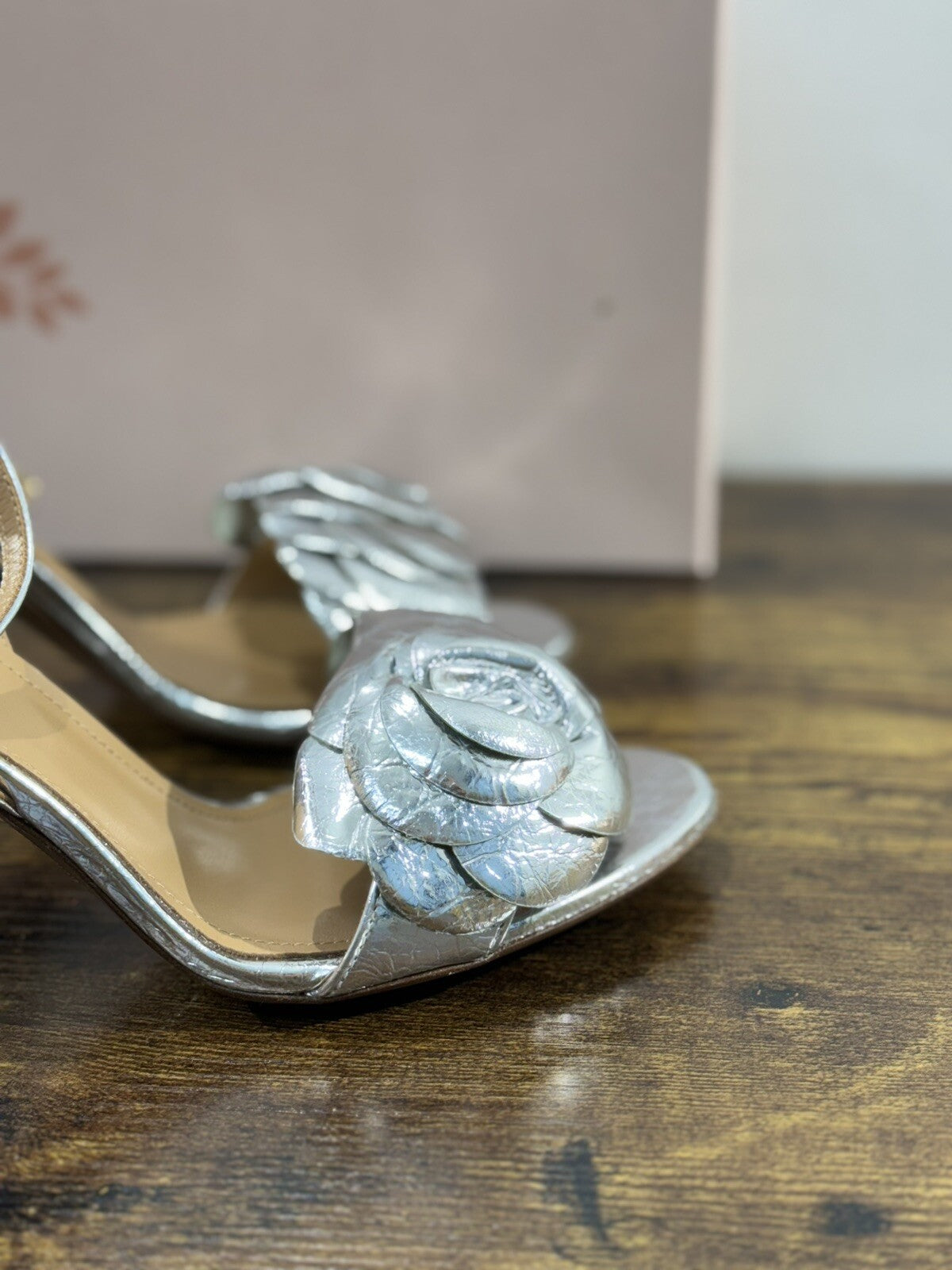 Relac Sandalo Donna Fiore Pelle Argento Handmade Shoes Relac 41