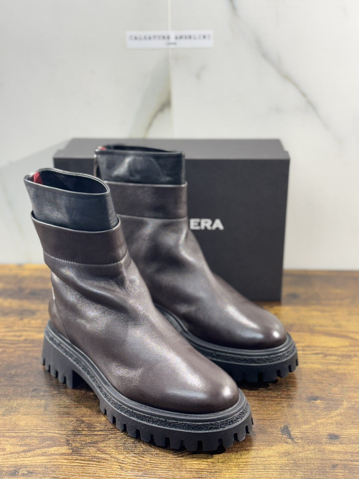 HALMANERA Biker Donna Rama Pelle Marrone Extra Light Casual Handmade Boot 41