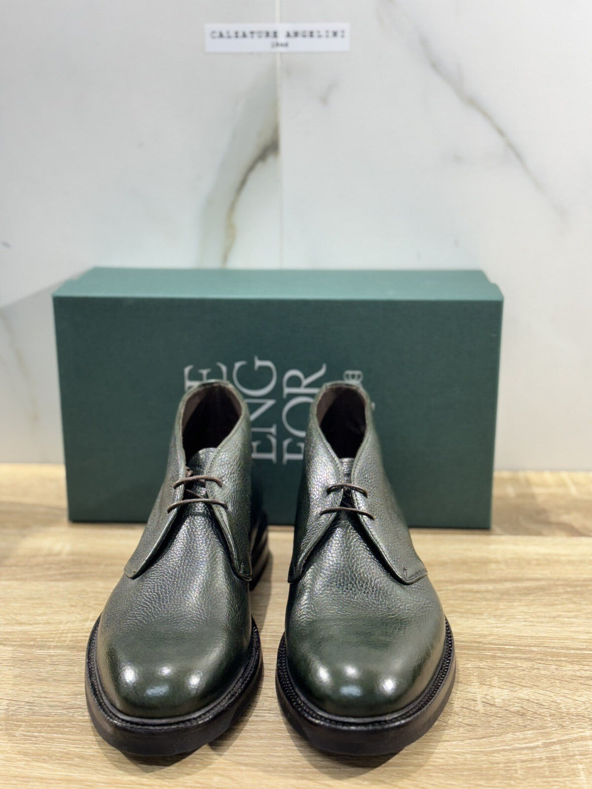 Green George Scarpa Uomo Polacchino Pelle Verdone Fondo Extra Light 42