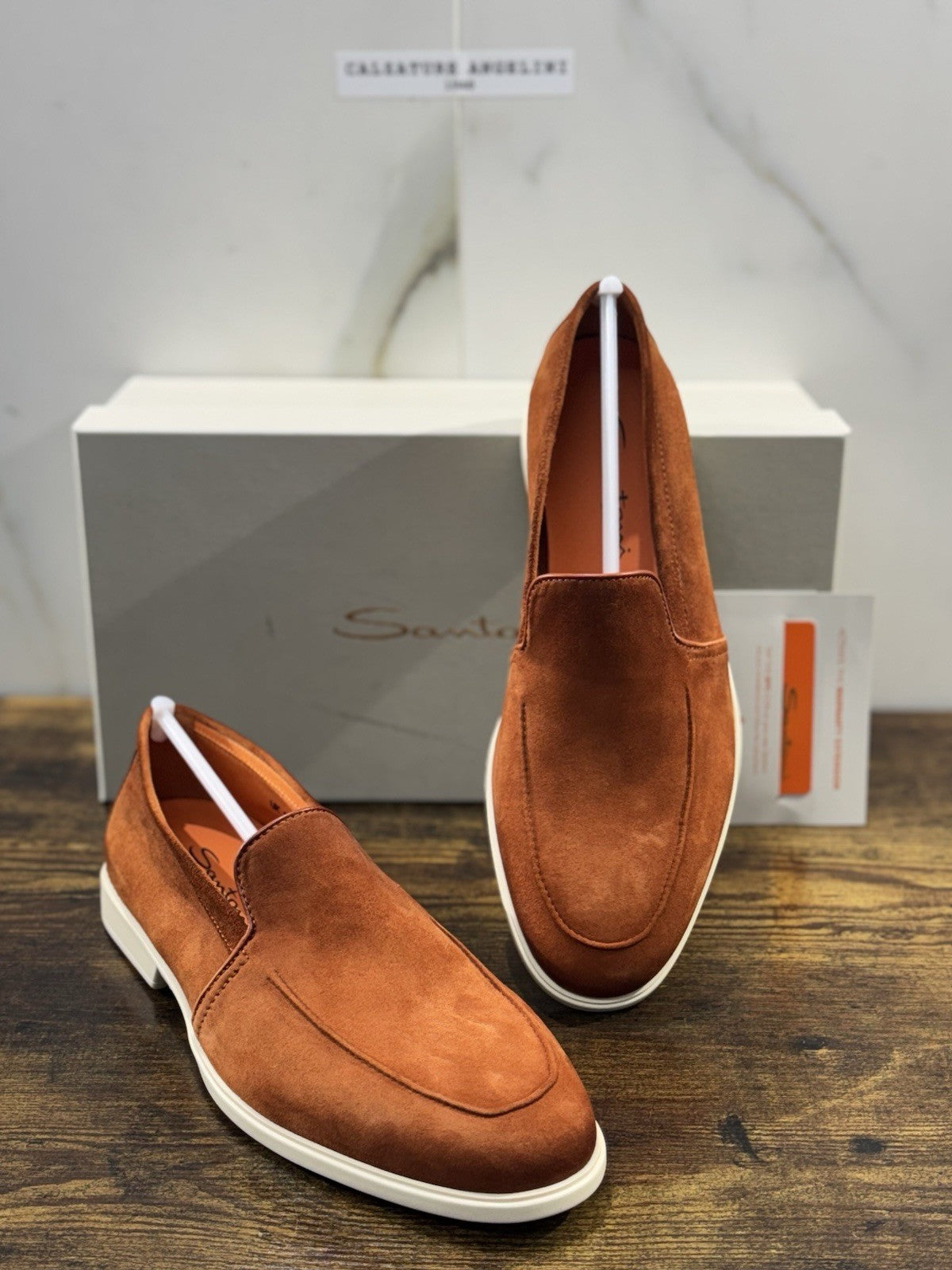 Santoni Mocassino Summer Walk Orange Suede Luxury Men Shoes Santoni Uomo 42