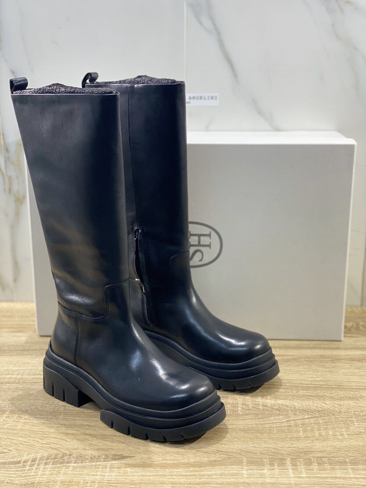 Ash Supremium Stivali Donna Combat Boot Pelle Nero Ash Boot Woman 38