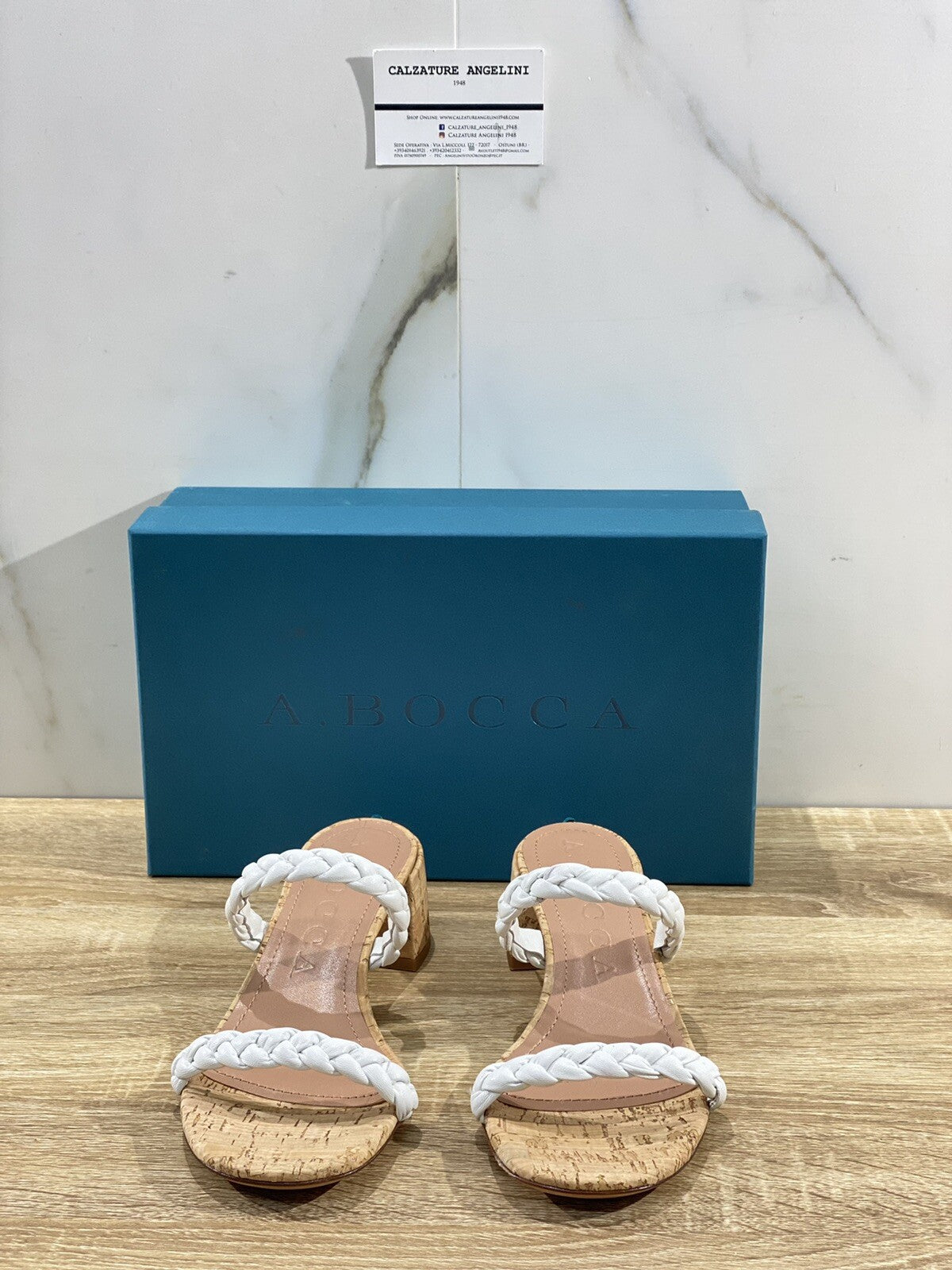 A.bocca Sandalo Donna AB2279 In Pelle Bianca Luxury Sandal Woman 37