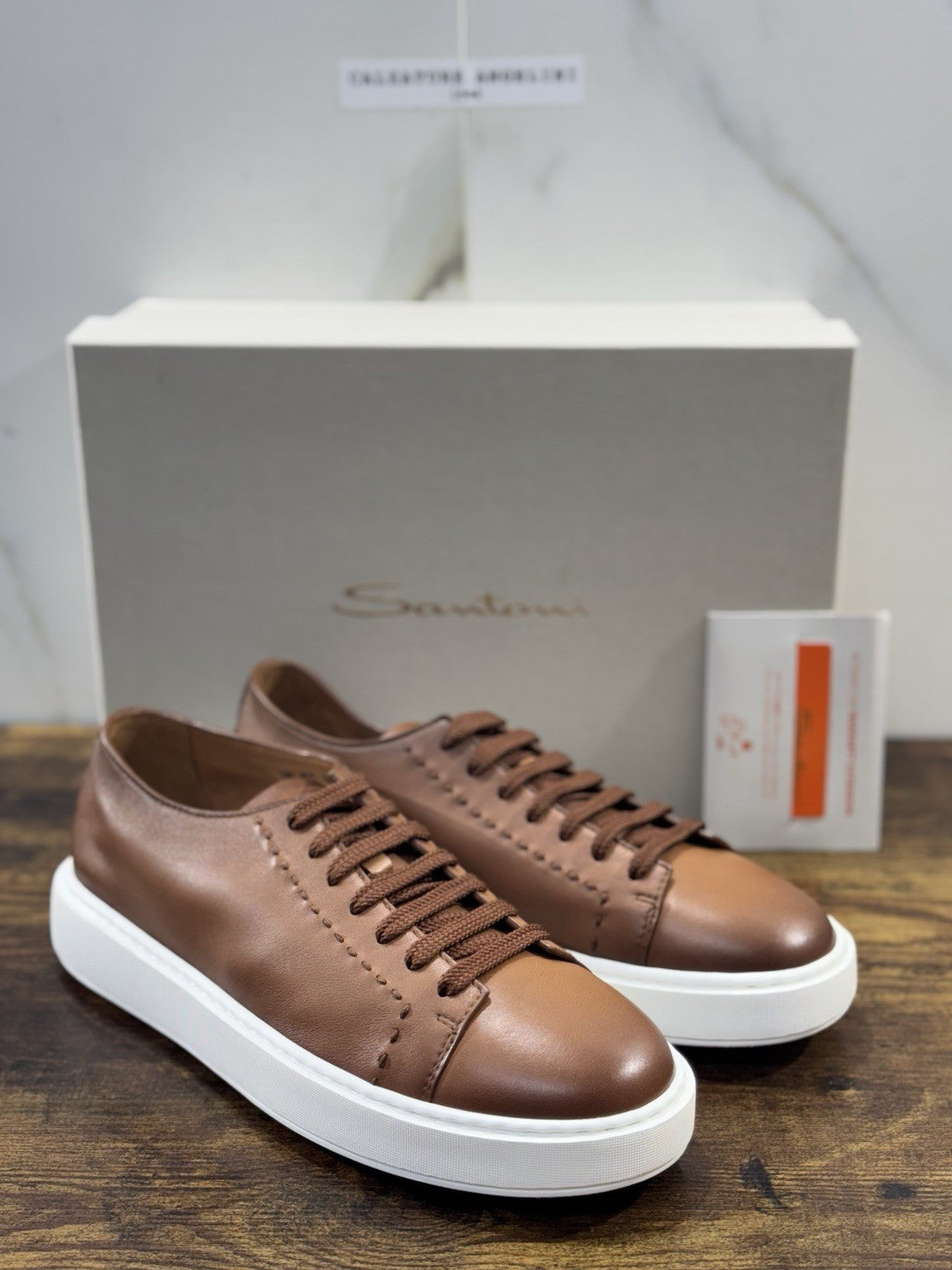 Santoni Sneaker Icon Pelle Cuoio Luxury Santoni Scarpe Uomo 42.5