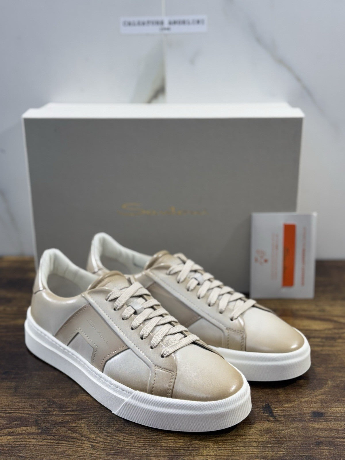 Santoni Sneaker DBS Pelle Light Beige Luxury Santoni Scarpe Uomo 41.5