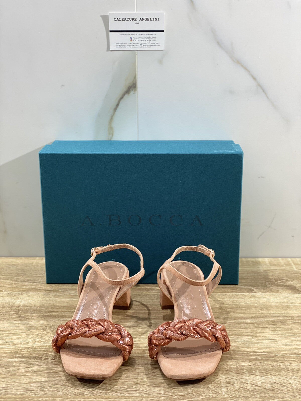 A.Bocca Sandalo Donna AB2111A In Suede Salmone Luxury Woman Sandal 37