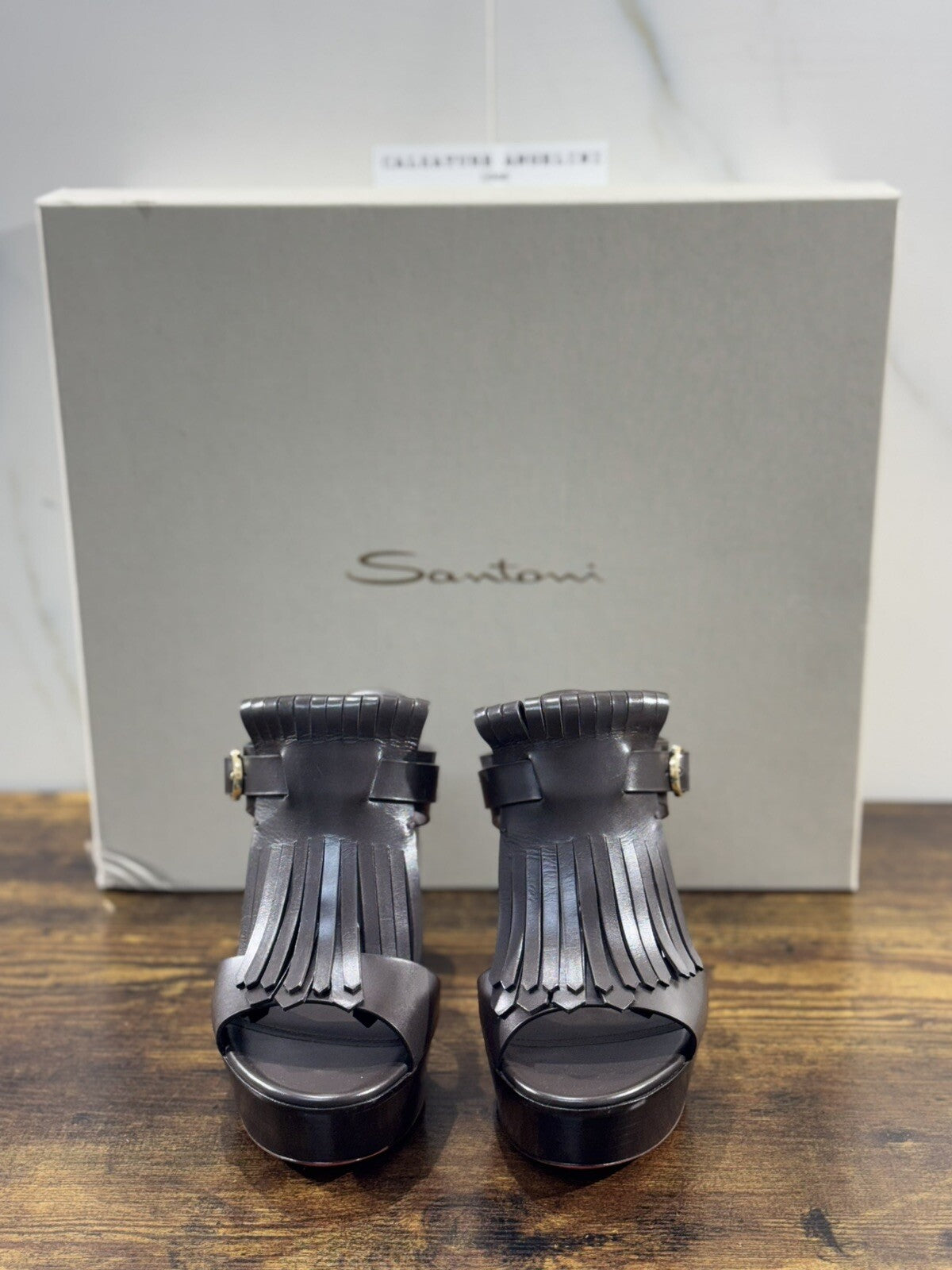 Santoni Sandalo Donna In Pelle Marrone Super Soft Luxury Woman Shoe 37