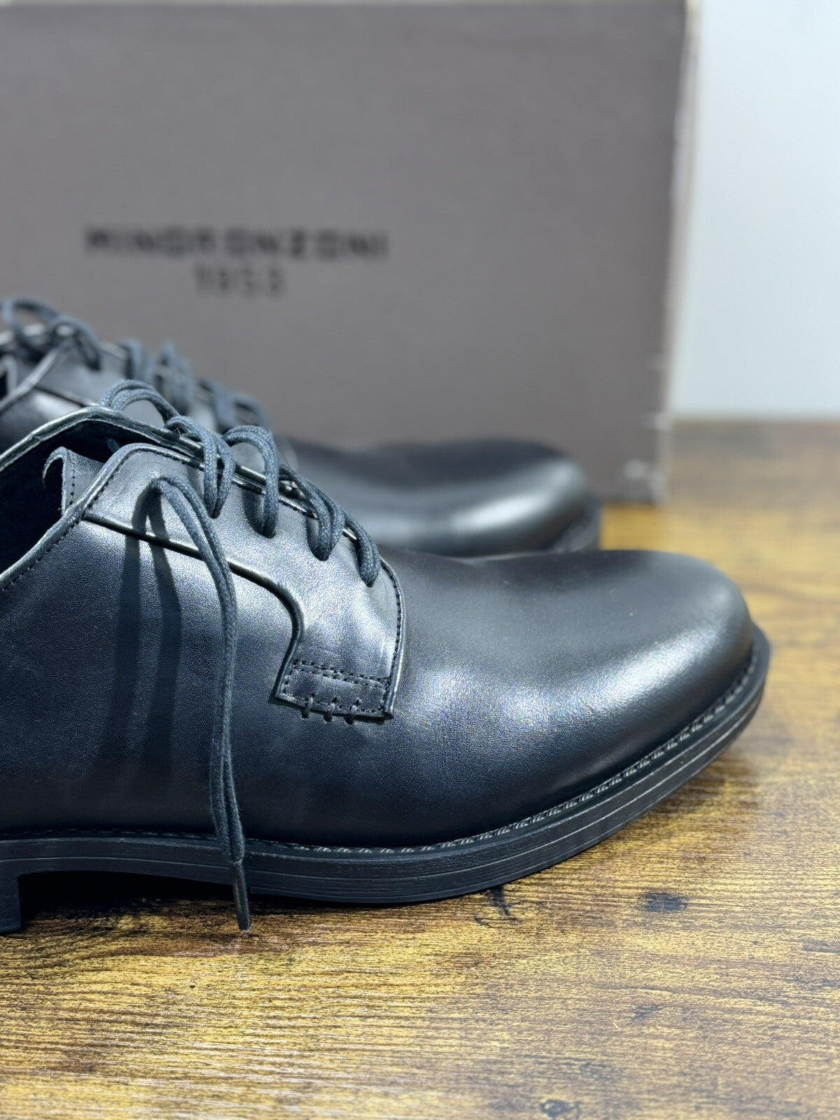 Minoronzoni 1953 Derby Uomo Pelle Nera Fondo Gomma Causal Men Shoe 45