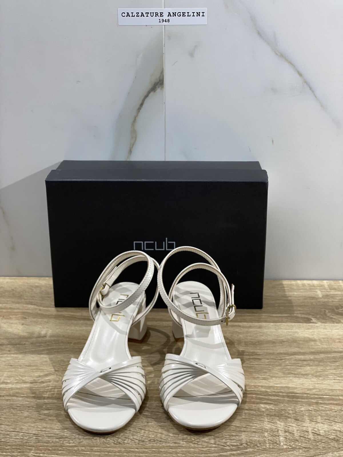 NCUB Sandalo Donna Modello Stefy Pelle Bianco Off Luxury Woman Sandal 37