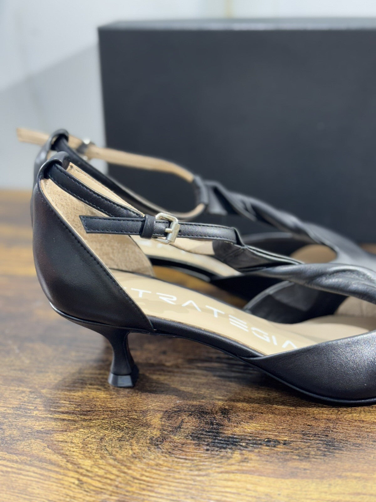 Strategia Scarpa Donna Pelle Nero Luxury Woman Shoes Strategia 40