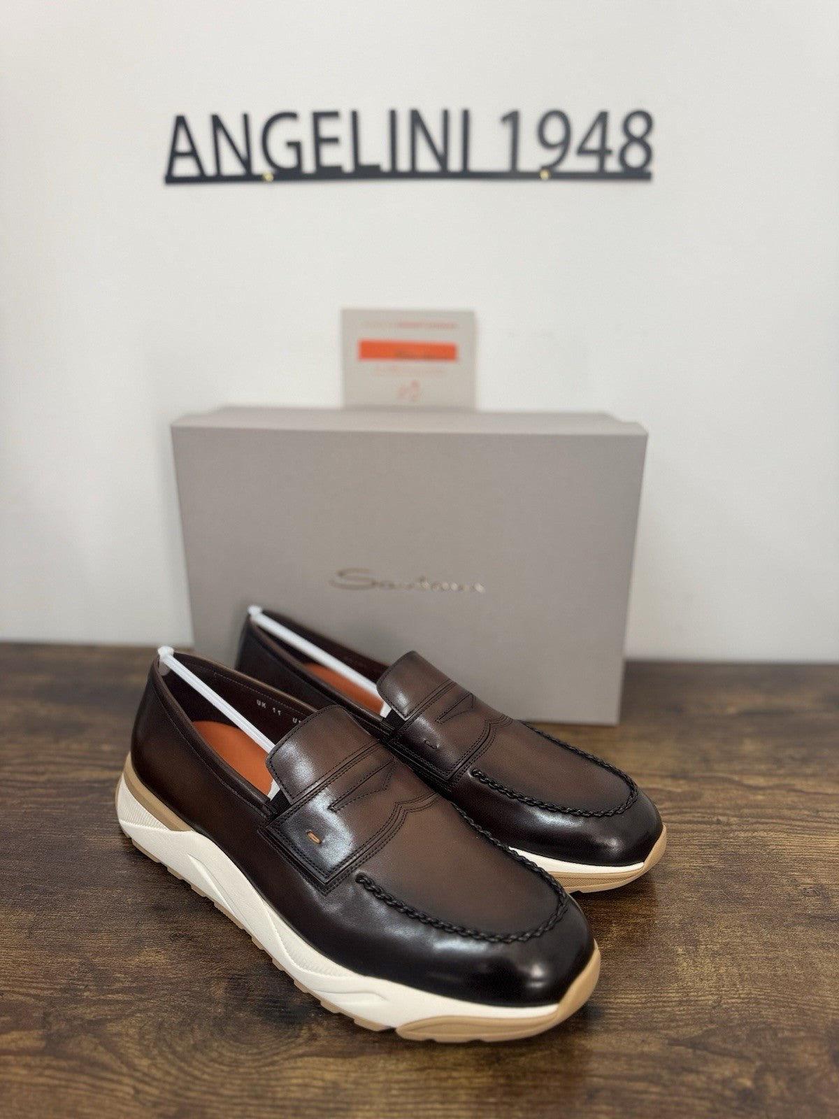 Santoni Innova Sneaker Pelle Marrone Casual Luxury Santoni Scarpa Uomo 45