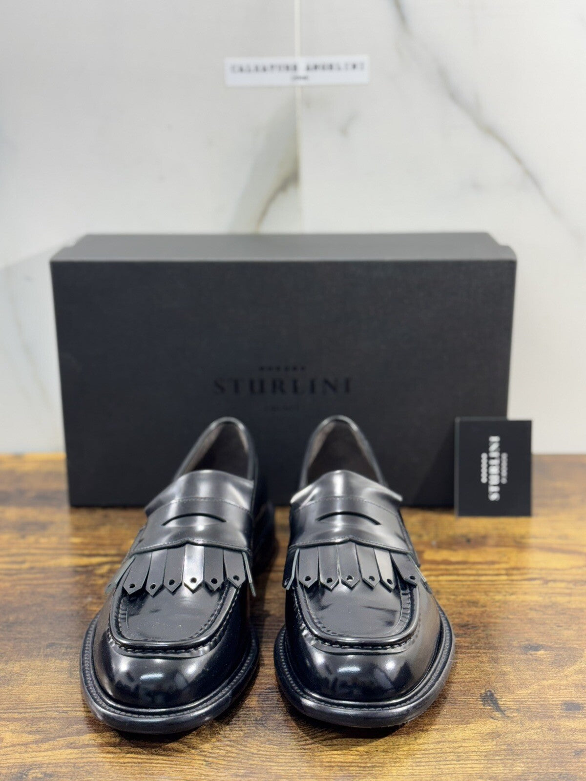 Sturlini Firenze Mocassino Uomo Pelle Nero Luxury Craftmanship Men Handmade 40