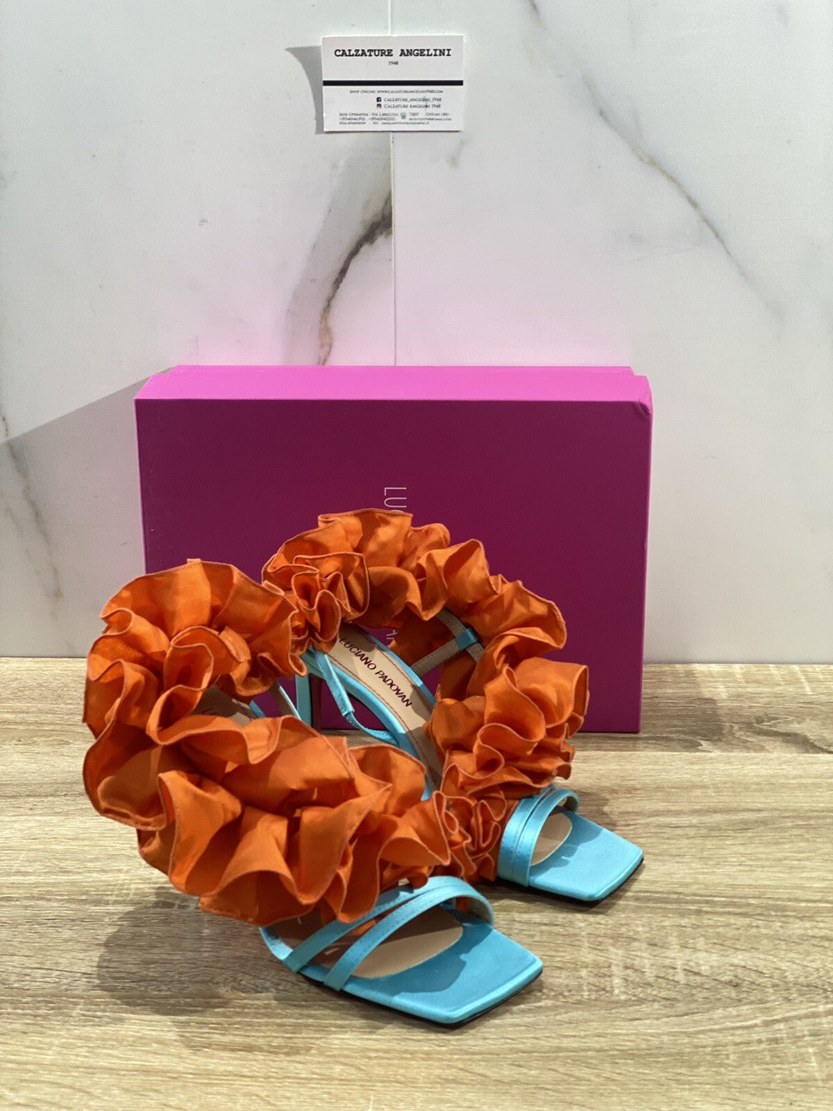 Luciano Padovan Sandalo donna dalls raso Celeste luxury sandal 37