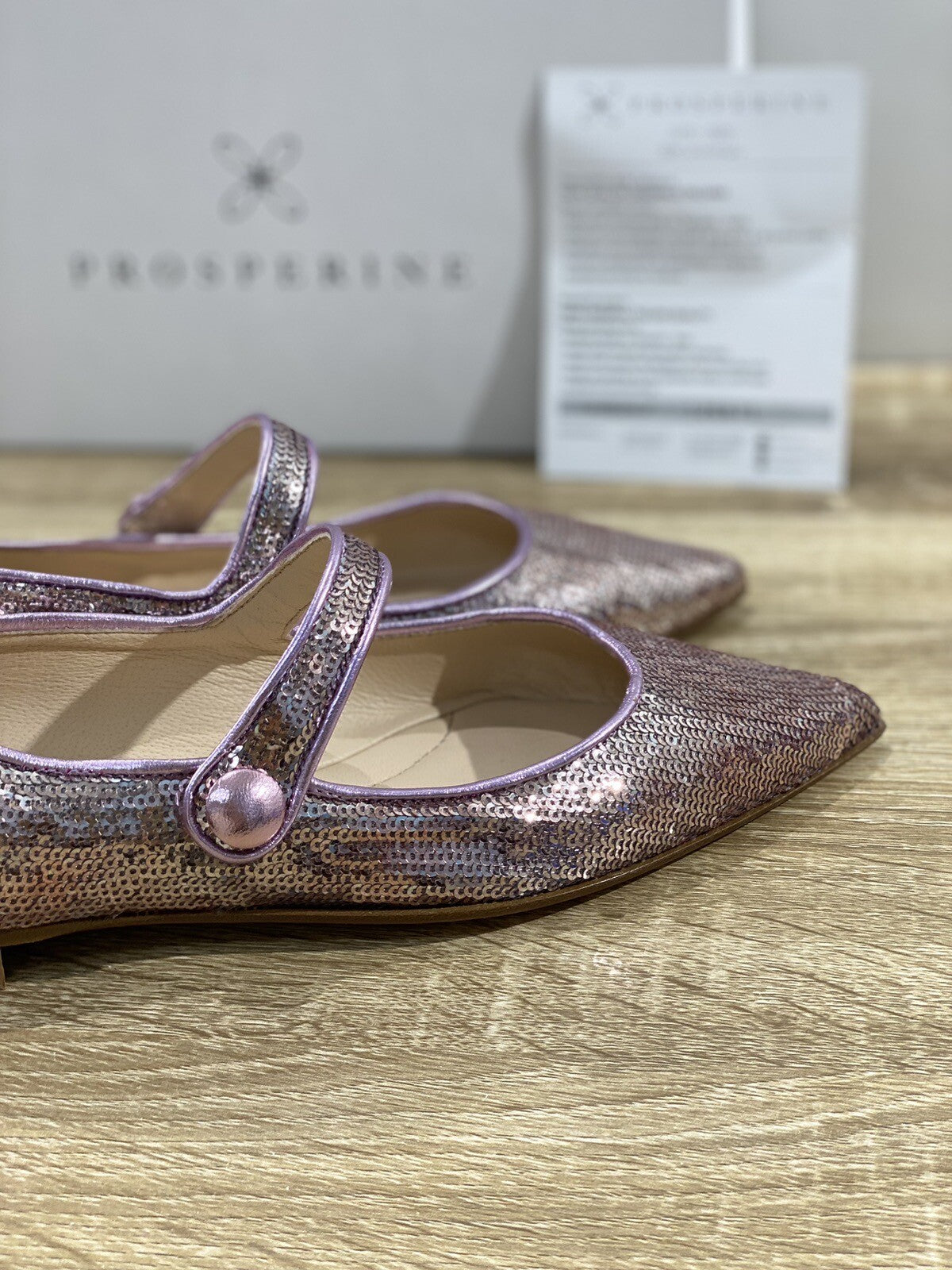 Prosperine Donna Ballerina Lavorazione Sacchetto Cipria Paiettes 39