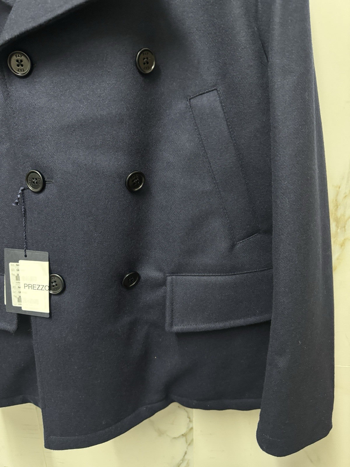 Fay Caban Doppio Petto Misto Cashmere Luxury Fay Coat Blu Uomo XL