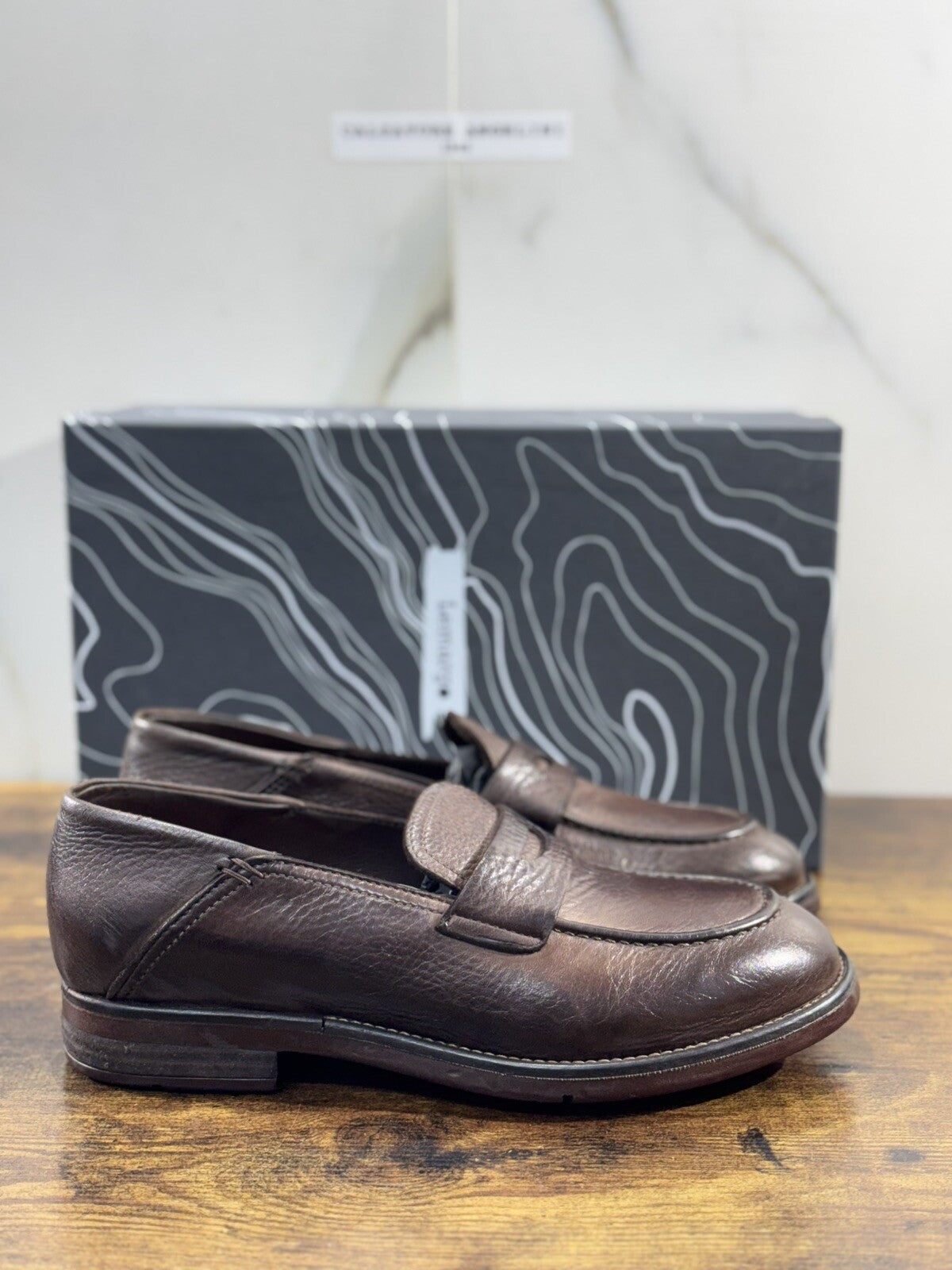 Lemargo Mocassino Uomo Pelle Ebano handmade Luxury Shoes 40