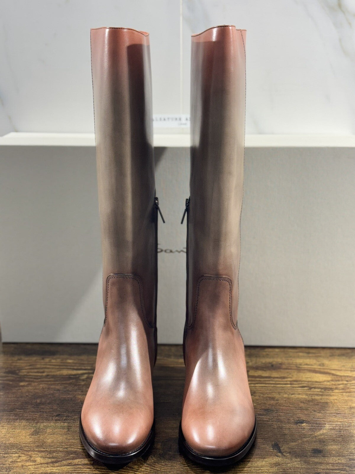 Santoni Stivali Donna In Pelle Anticata A Mano Luxury Woman Boot Santoni 39
