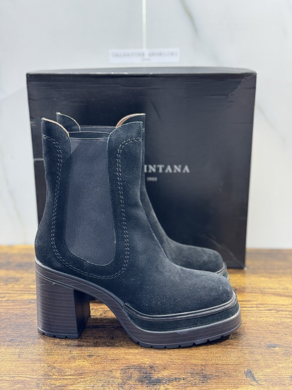 Pons Quintana Stivaletto Donna Suede Nero Con Tacco Luxury Boot 36