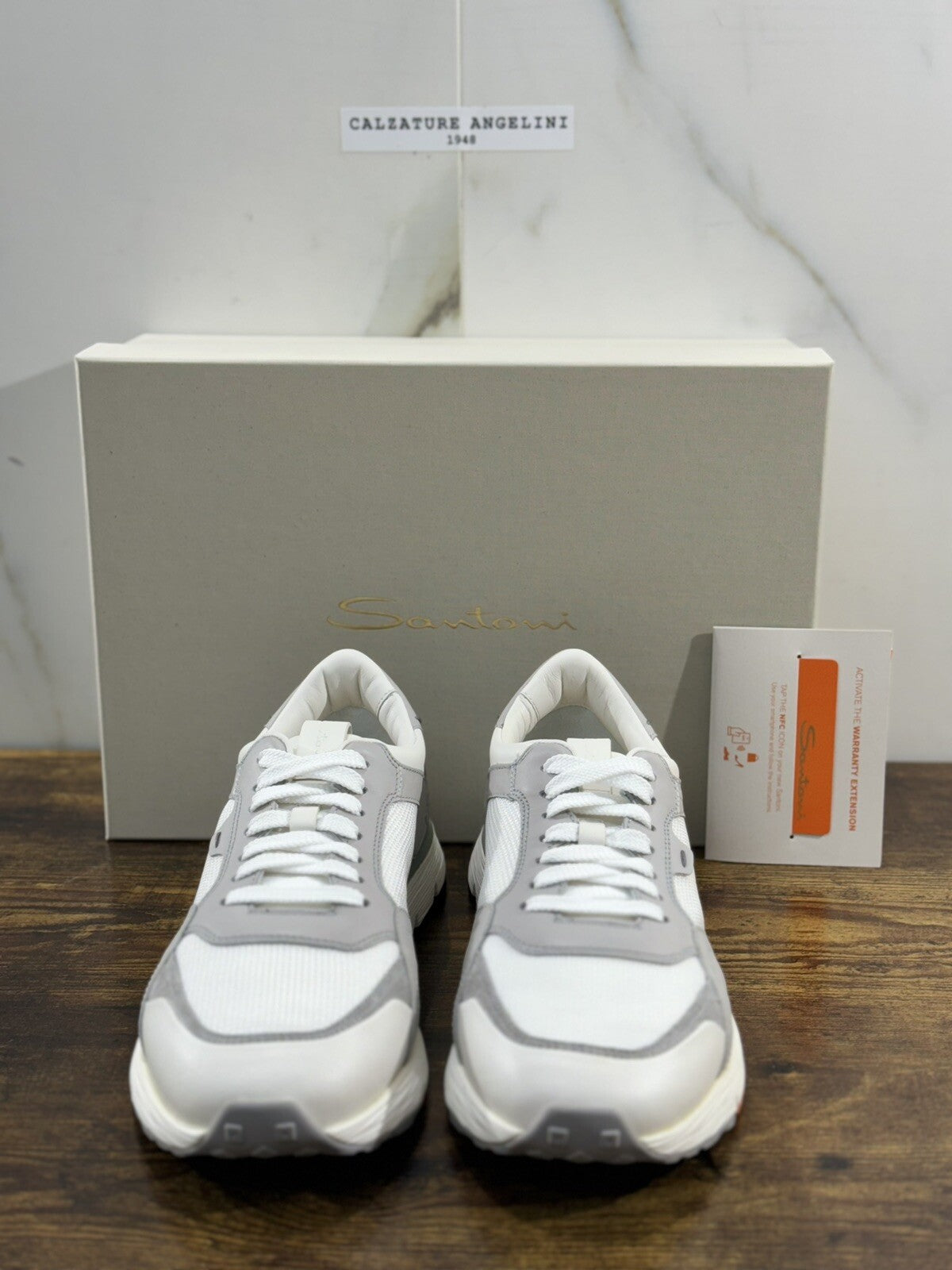 Santoni Sneaker Uomo Running Pelle Bianca Luxury Men Santoni Shoes Icon 40