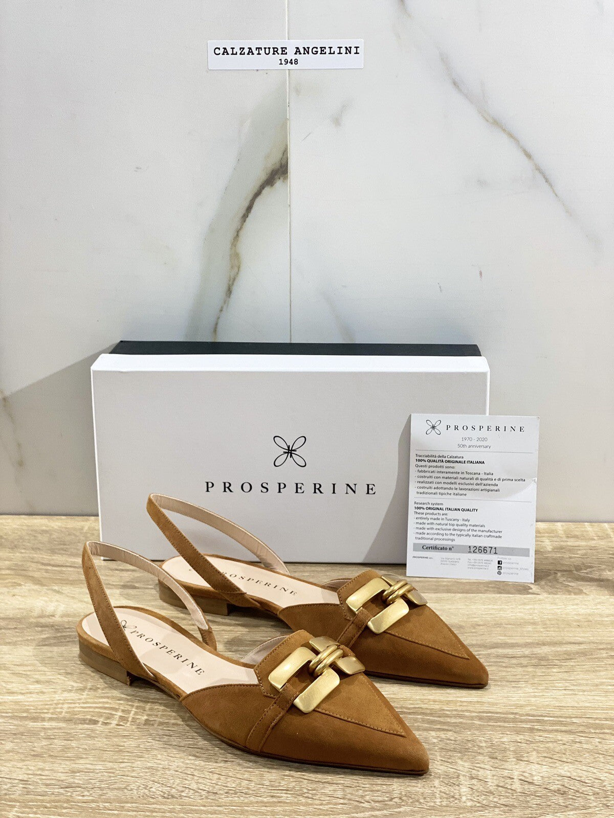 Prosperine Donna Sling Back Lavorazione Sacchetto Suede Cuoio 39