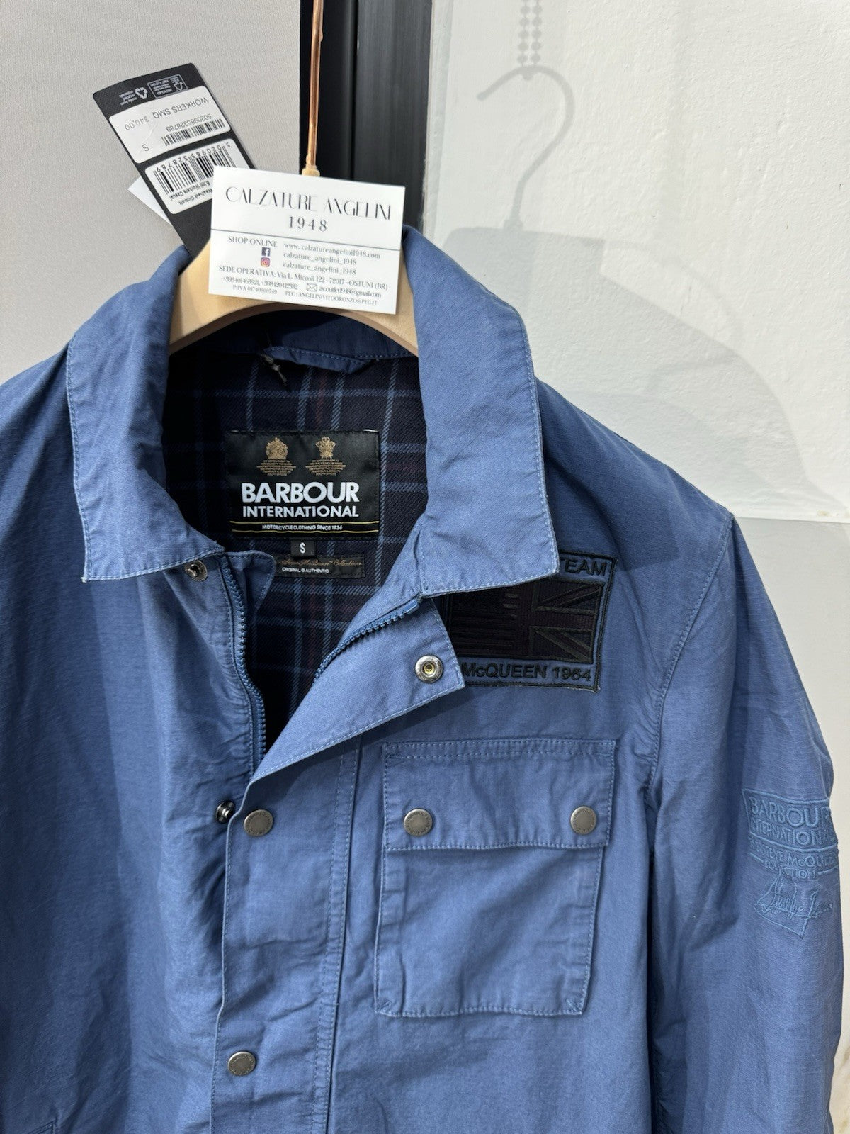 BARBOUR GIACCA WORKERS IN COTONE TINTO CAPO Steve McQueen Icon Blue M