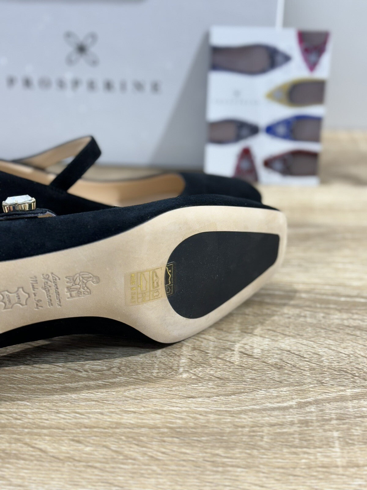 Prosperine Ballerina Tacco donna in Suede Nero luxury made in italy 39