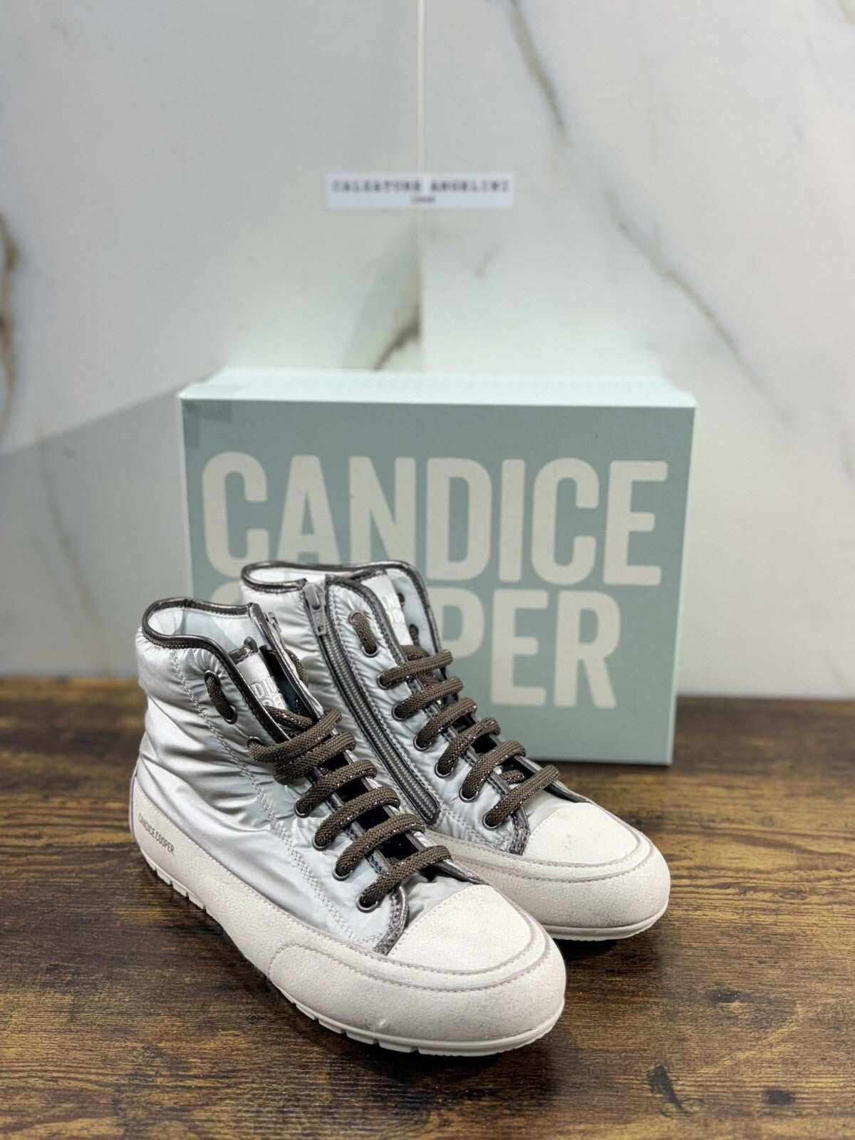 Candide Cooper Sneaker Donna White Silver Casual Shoes 40