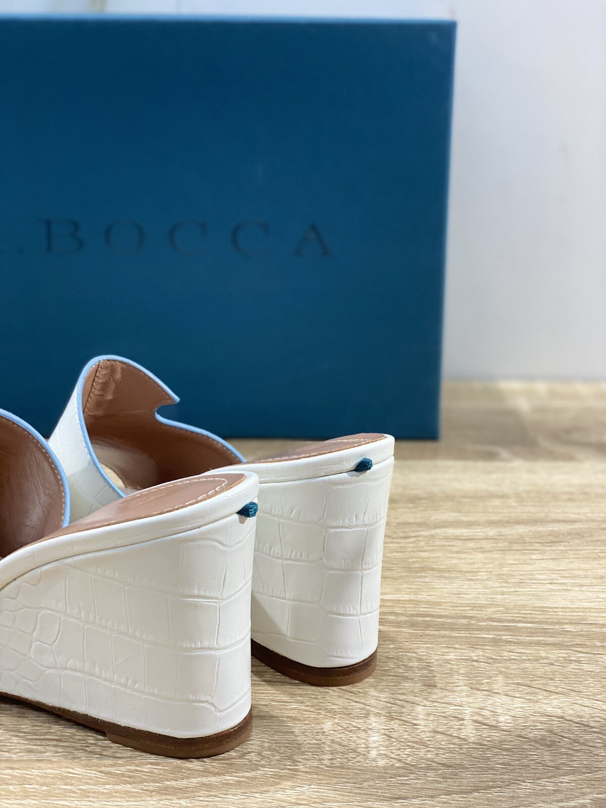 A.Bocca Sandalo Zeppa Donna Pelle Bianco luxury woman Shoe A.Bocca 36