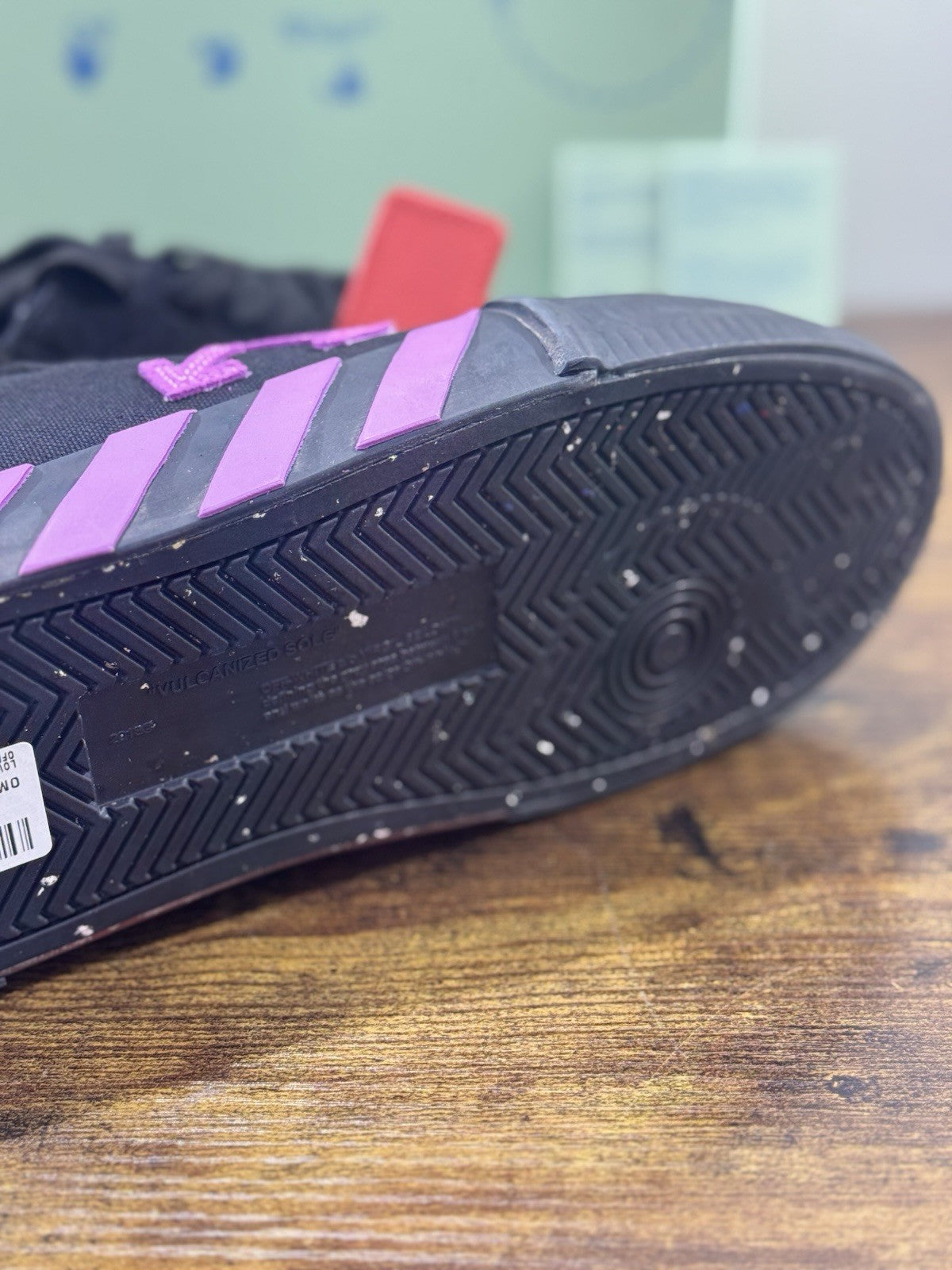 Off -white Virgil Abloh Low Vulcanized Sneakers Black Purple Icon Uomo 43