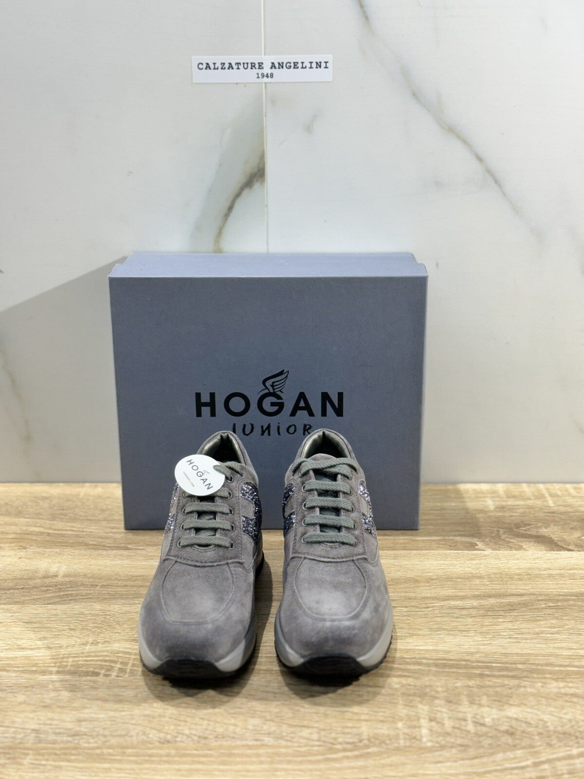 Hogan Junior Interactive Bambina Suede Catrame Strass Casual Baby Hogan 30