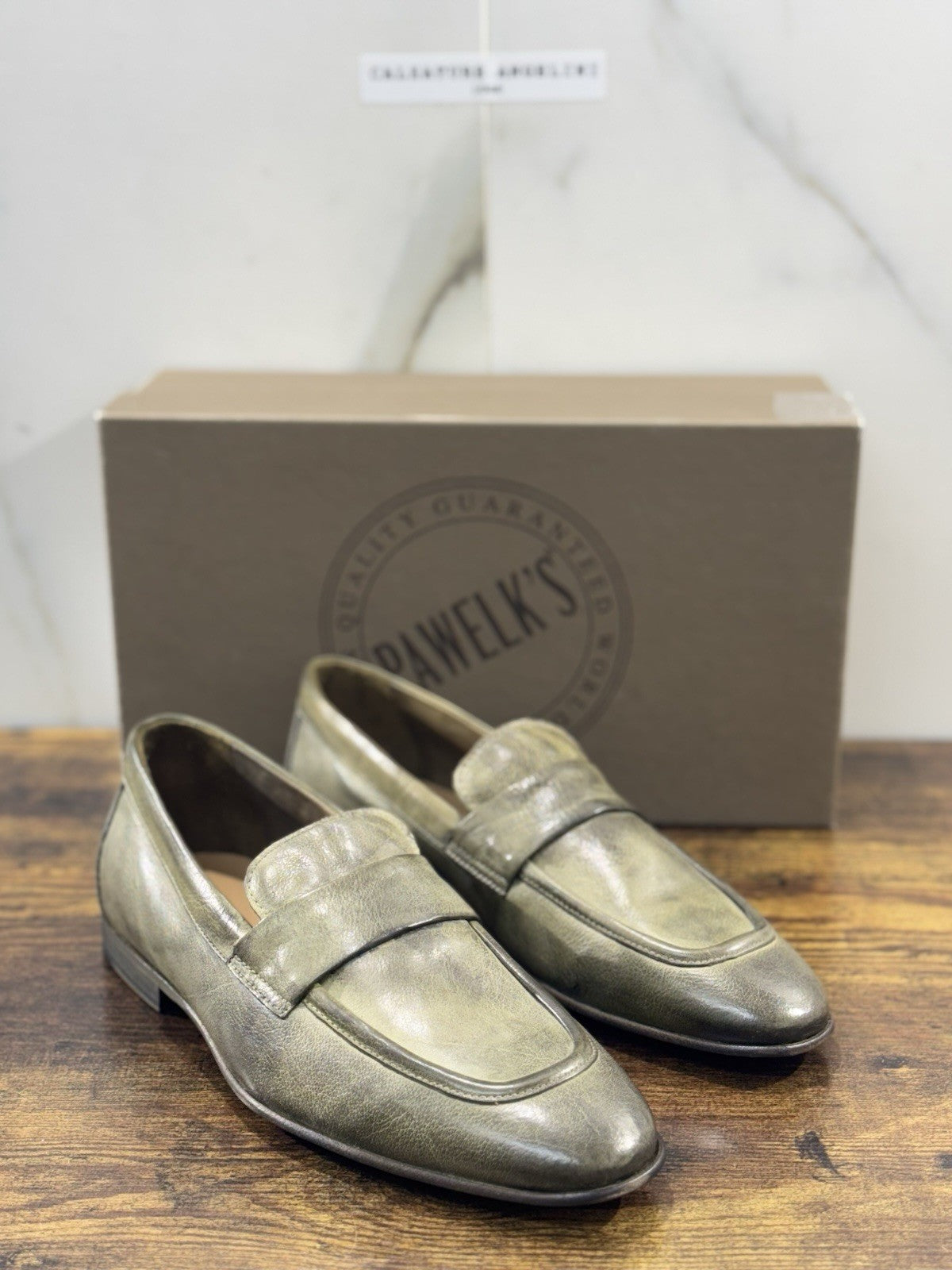 Pawelk’s Mocassino Uomo Pelle Militare Hand Made In Italy Washed 43