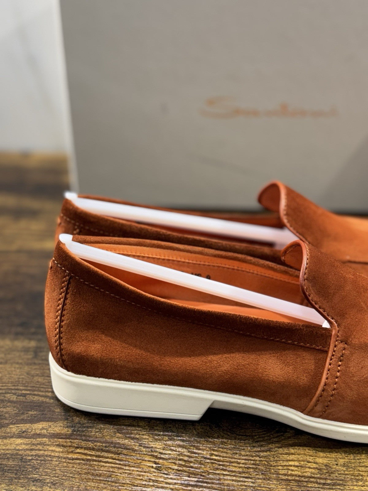 Santoni Mocassino Summer Walk Orange Suede Luxury Men Shoes Santoni Uomo 42