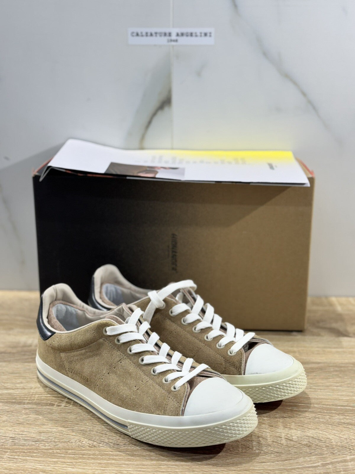 Hidnander Sneaker Uomo Starless Suede Beige Luxury Casual Sneaker Uomo 43