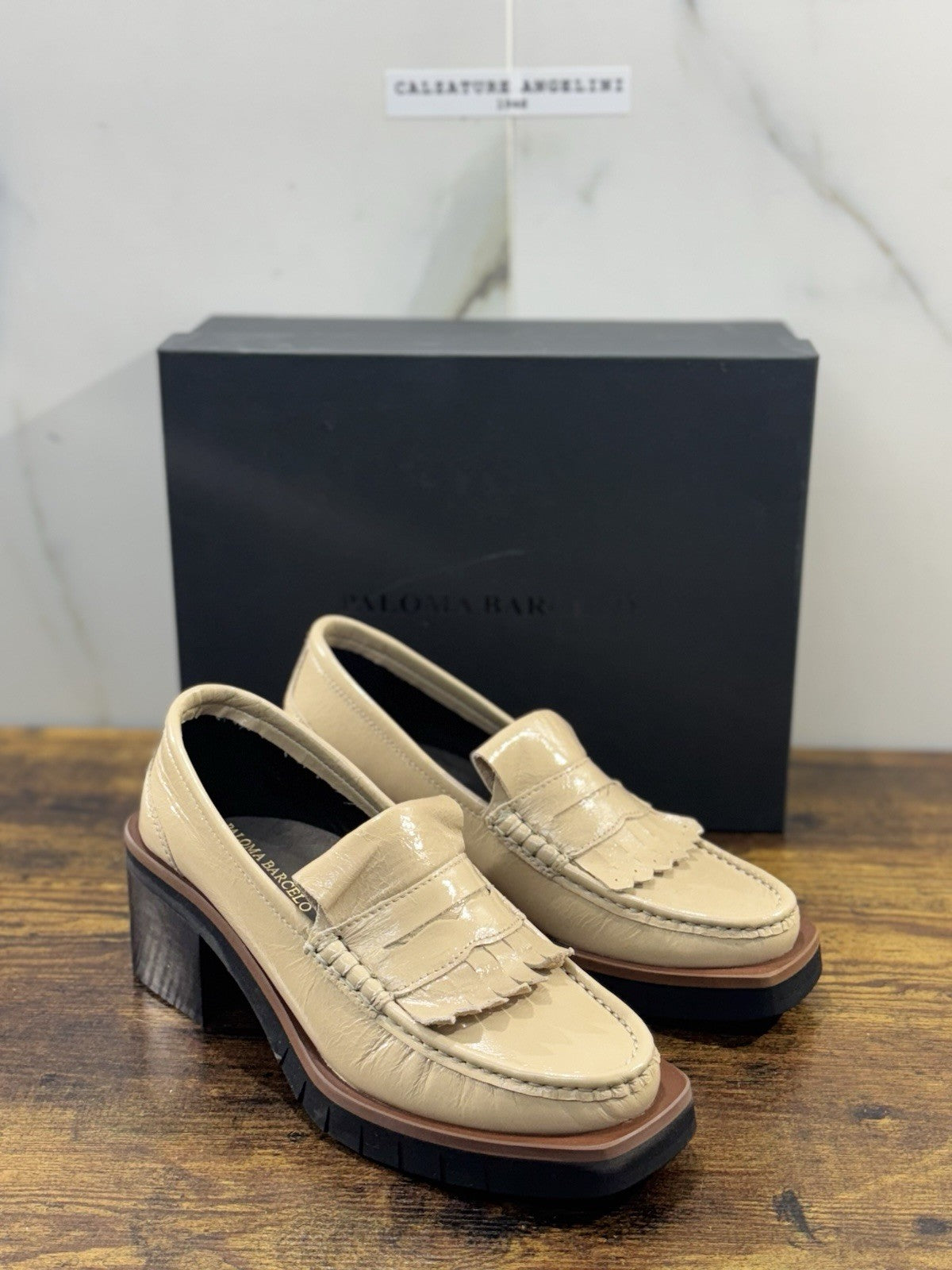 Paloma Barcelo’ Mocassino Gaula Pelle Taupe Con Tacco Casual Loafer 41