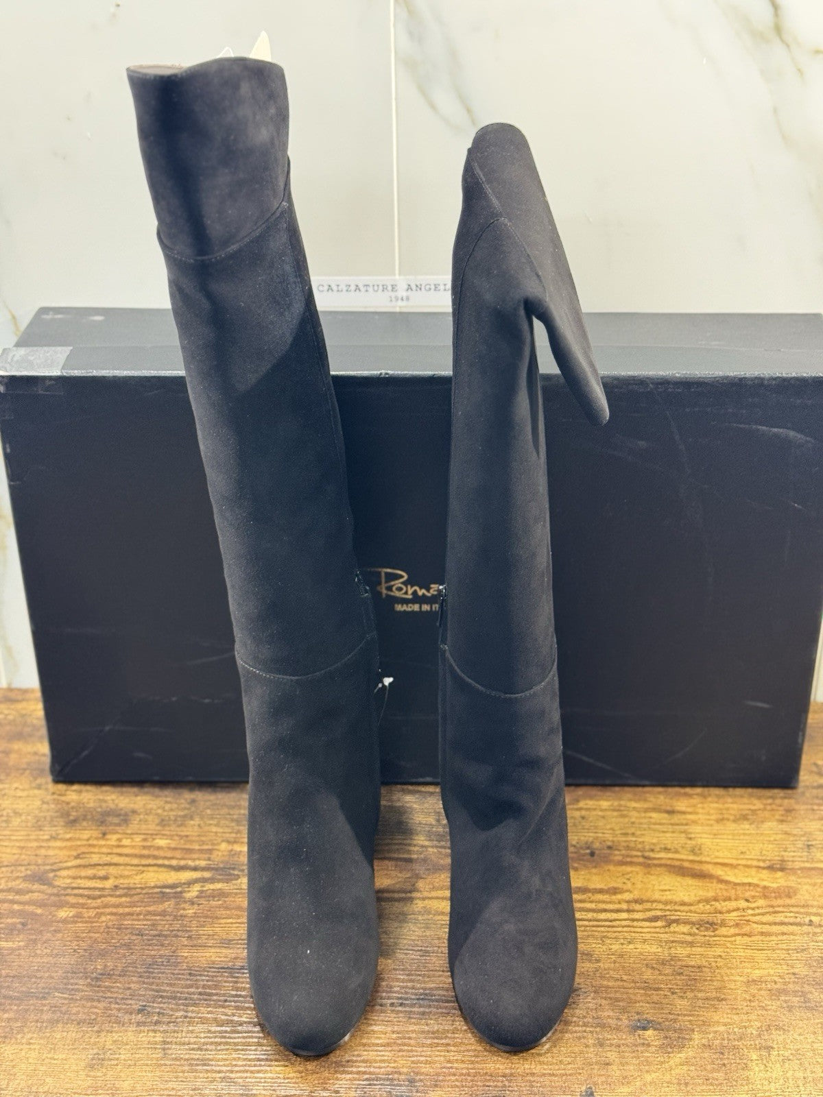 Via roma 15 stivale donna Suede Nero luxury boot via roma 15 40