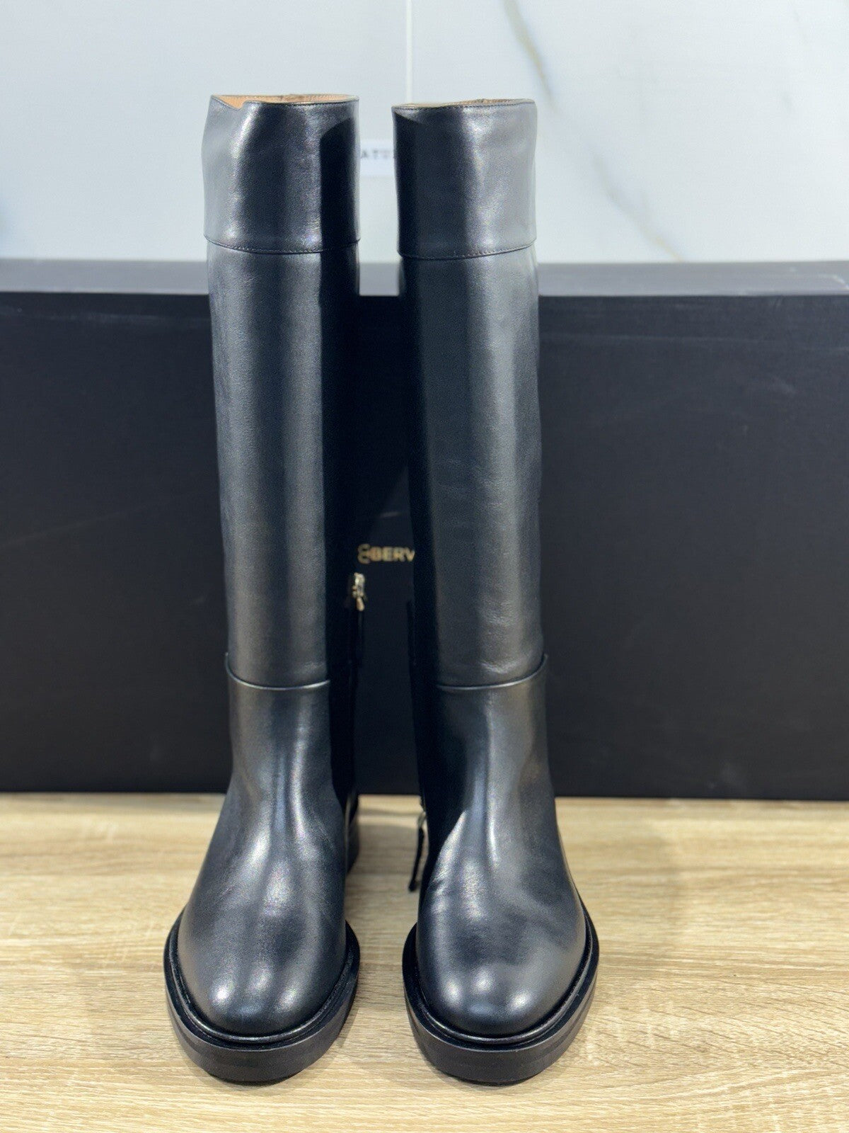 Angelo Bervicato Stivale Donna Tubo Pelle Nero Handmade 36
