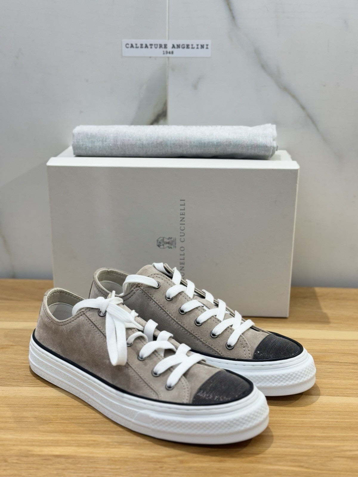 Brunello Cucinelli Sneaker Suede Grey Beige Luxury Cucinelli Scarpa Donna 40