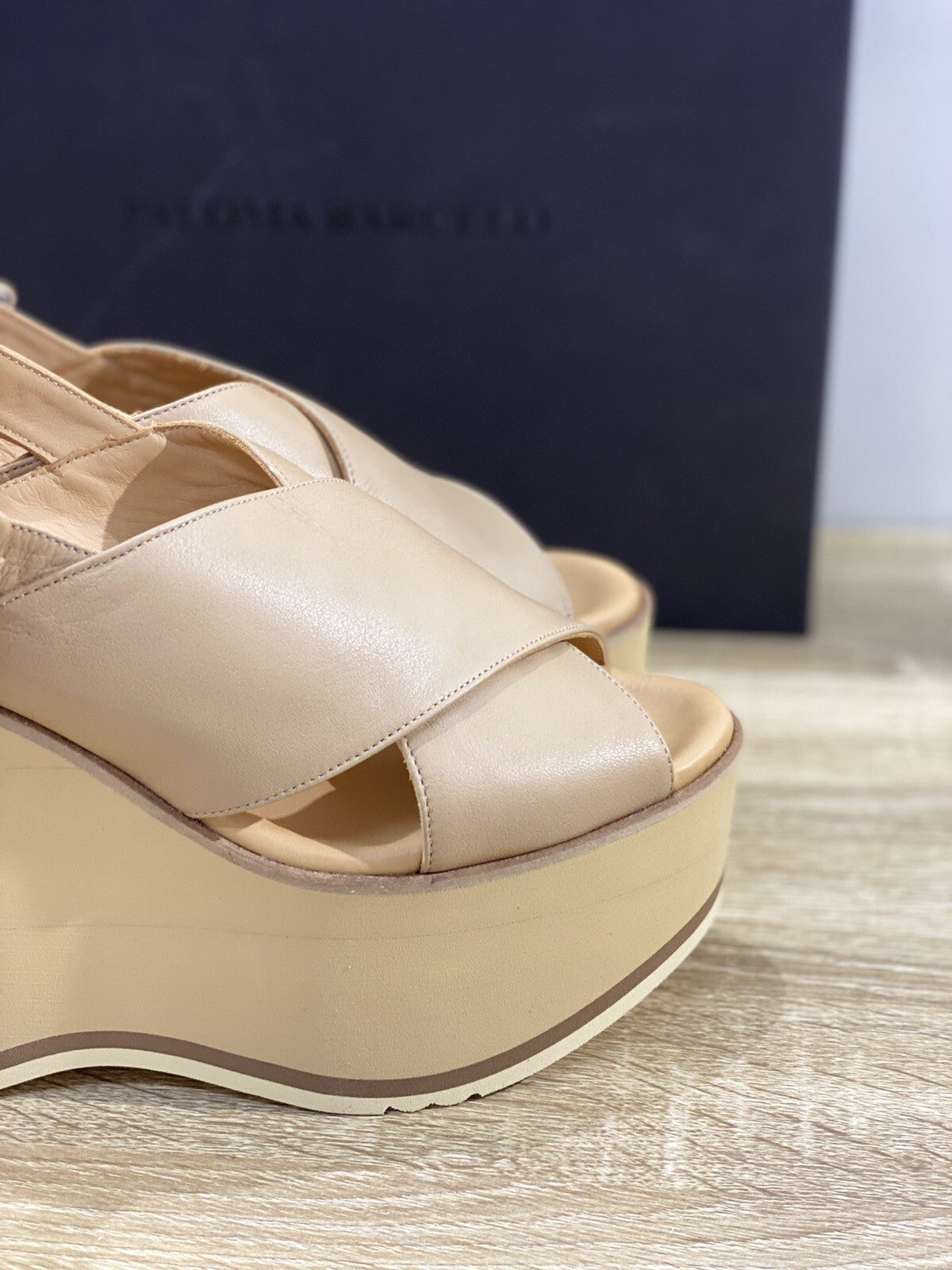 Paloma Barcelo’ sandalo donna Mazaruni Pelle Nocciola zeppa 36