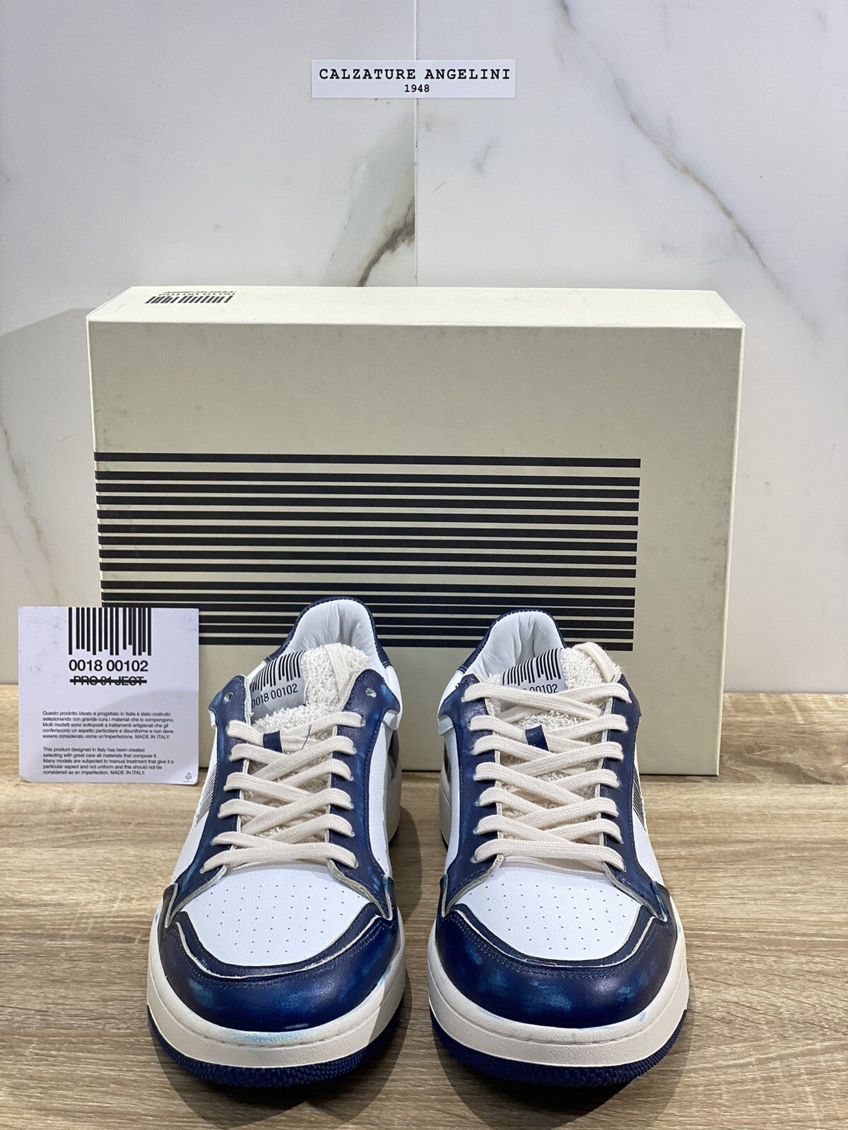 Project 001 Sneaker Uomo Pelle Bianca Blu Casual Shoes Men Sneaker 45