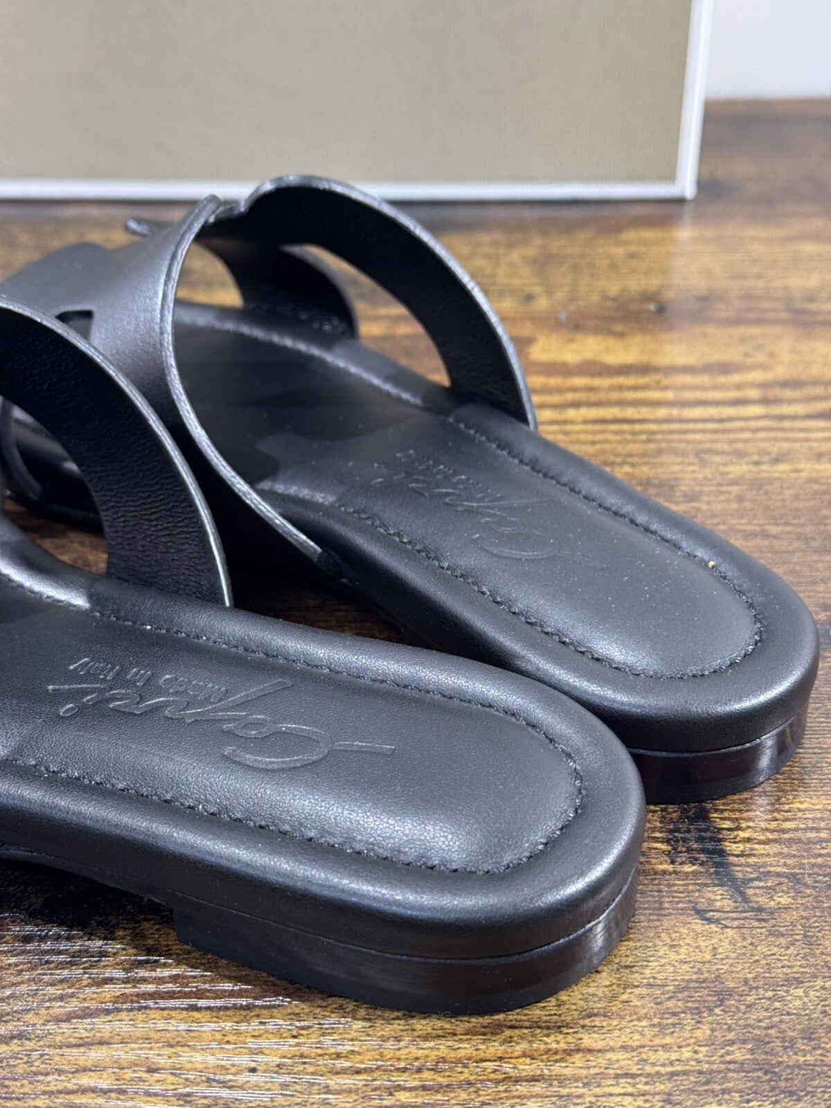 Capri Sandalo Donna In Pelle Nero Fatto A Mano In Italia Fondo Cuoio 38