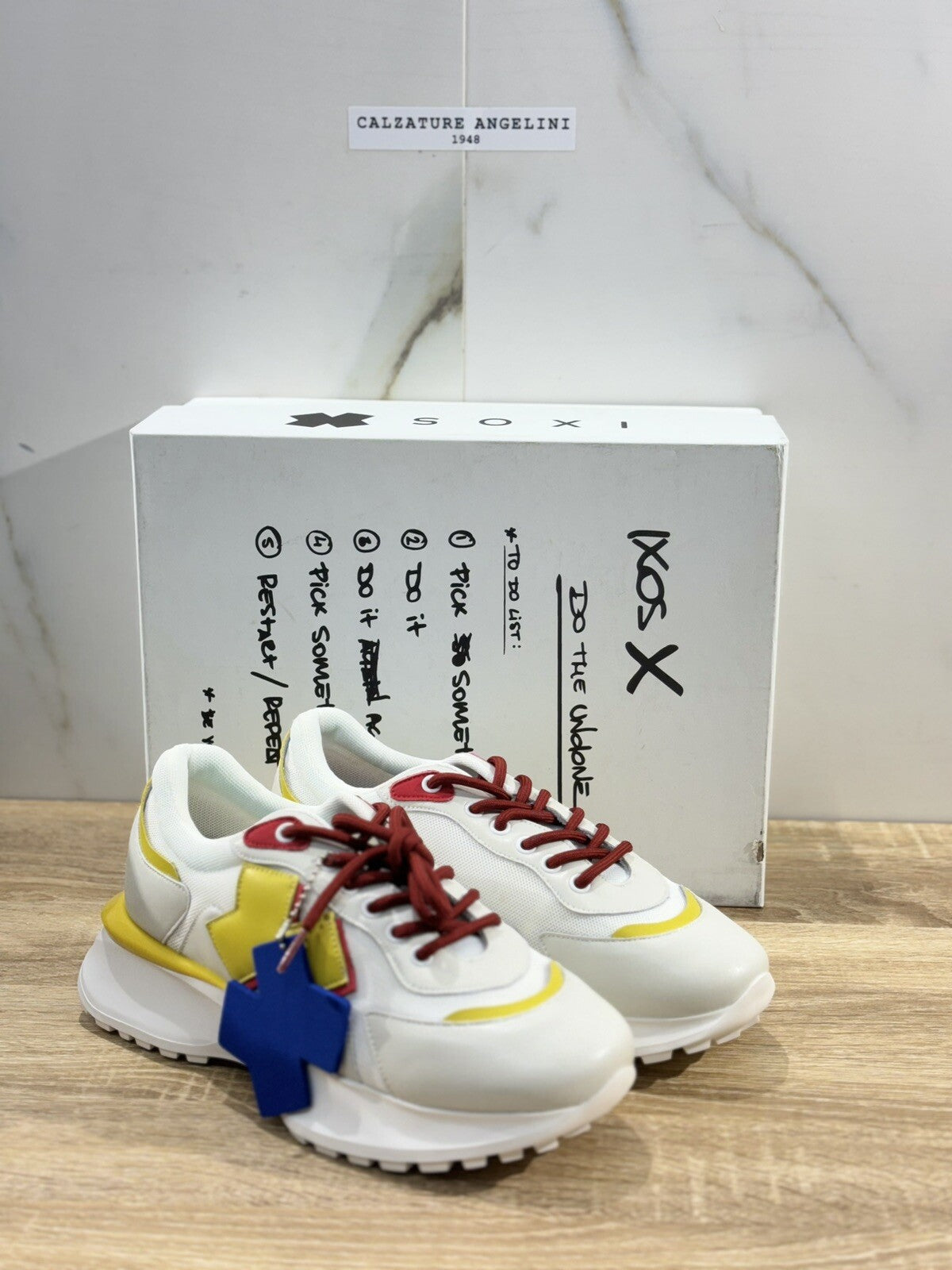 Ixos Sneaker Running Donna Pelle Bianca Giallo Casual Extra Light 40