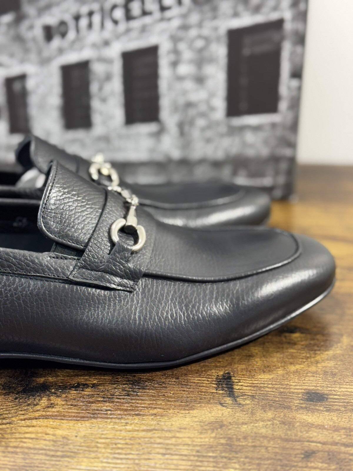 Roberto Botticelli Mocassino Uomo Pelle Nero Fondo Cuoio Made In Italy 45