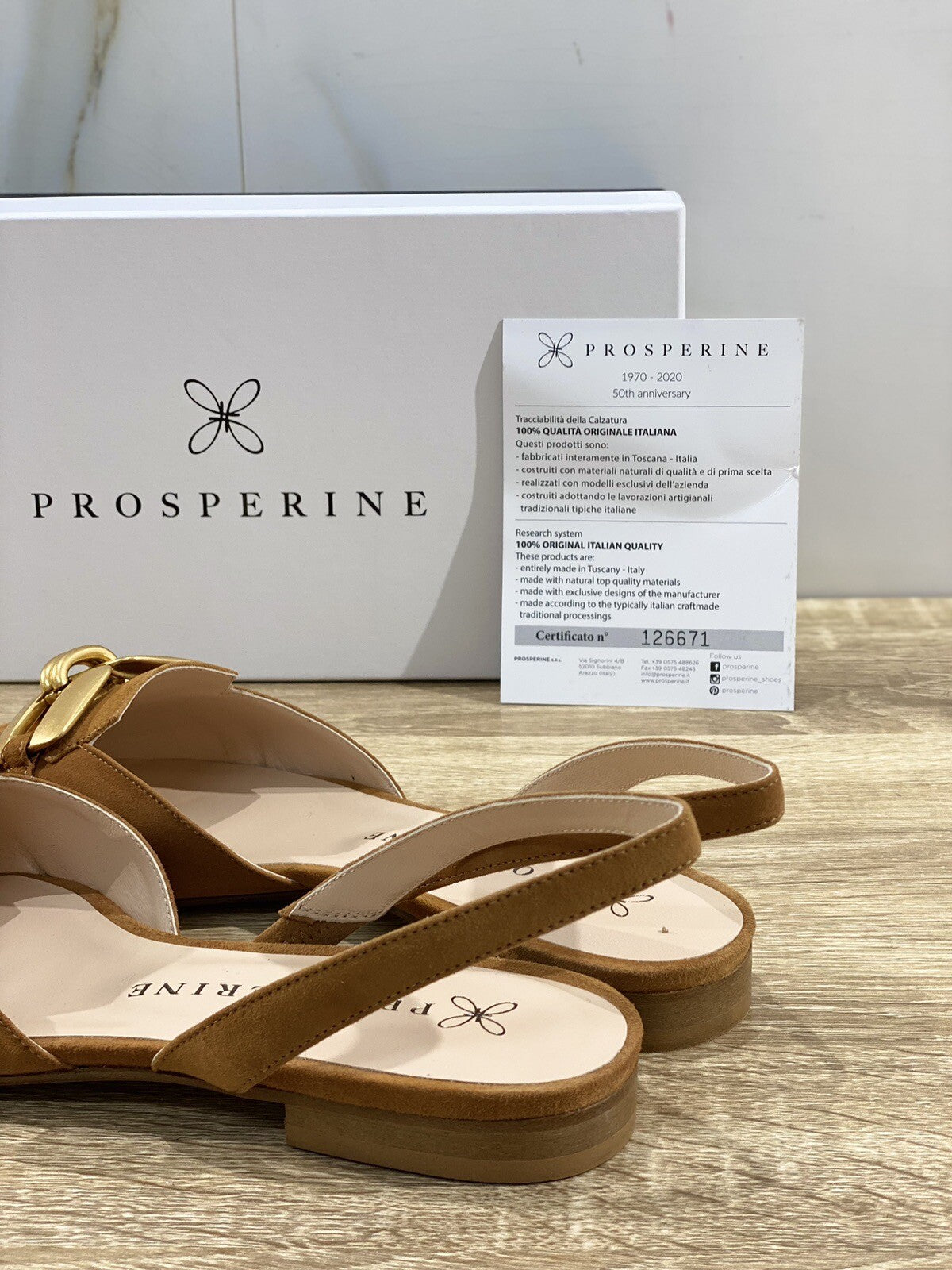 Prosperine Donna Sling Back Lavorazione Sacchetto Suede Cuoio 39