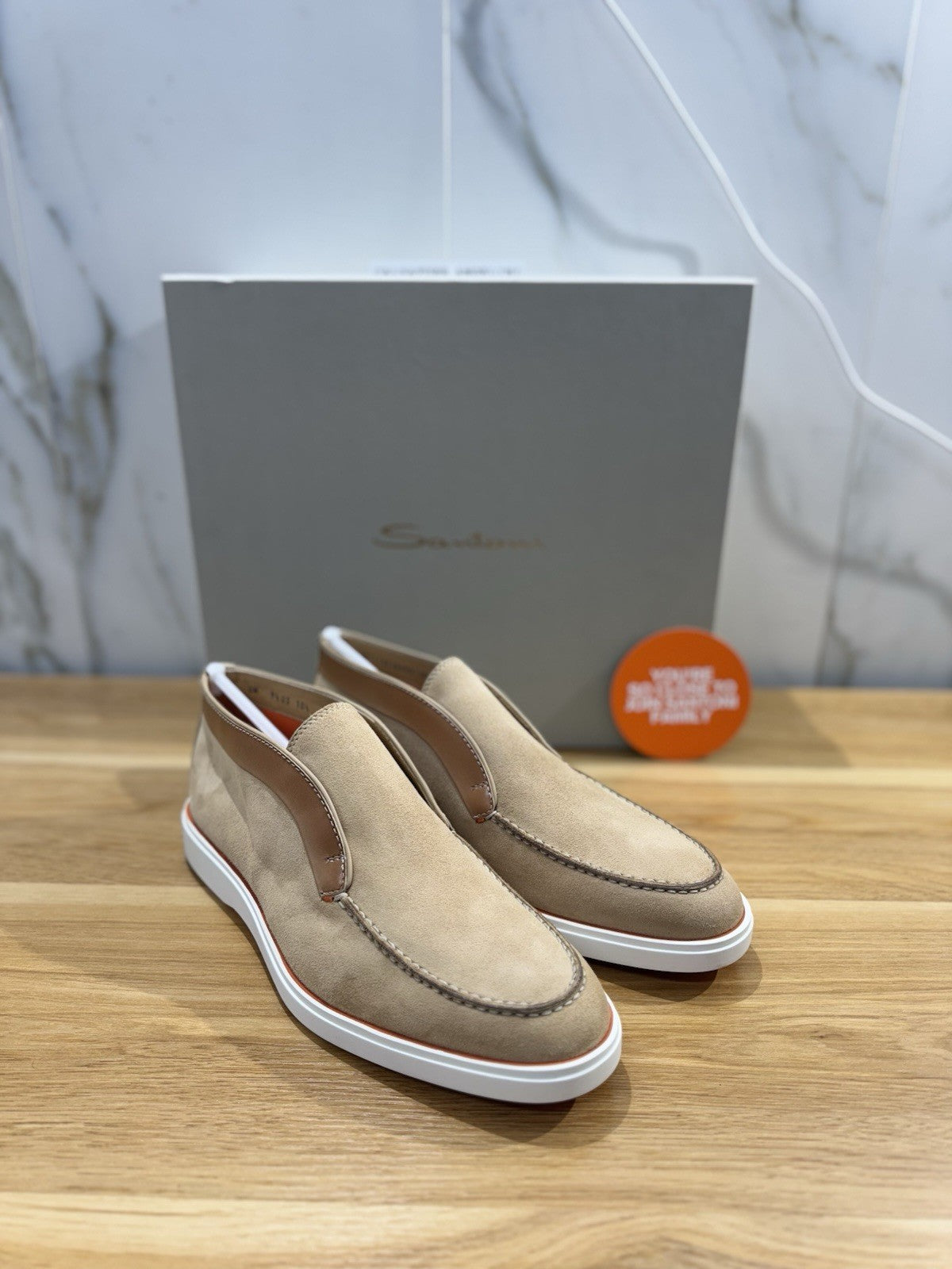 Santoni Polacchino Summer Walk Suede Beige Luxury Santoni Scarpe Uomo 43.5
