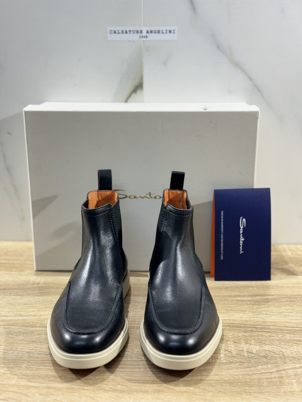 Santoni Stivaletto Uomo Chelsea Boot Pelle Nero Luxury Men Boot Santoni 39